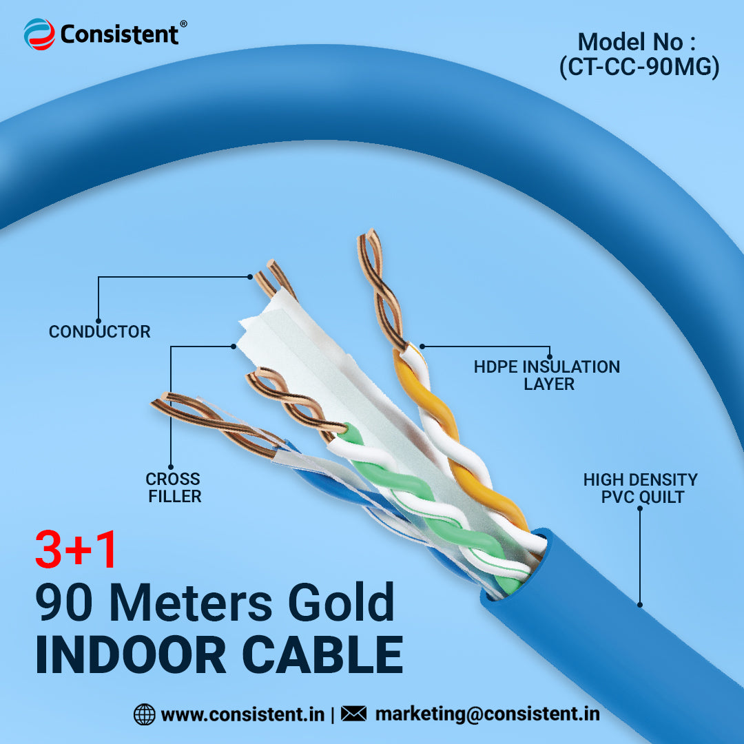 3+1 90 Meters Gold Indoor Cable