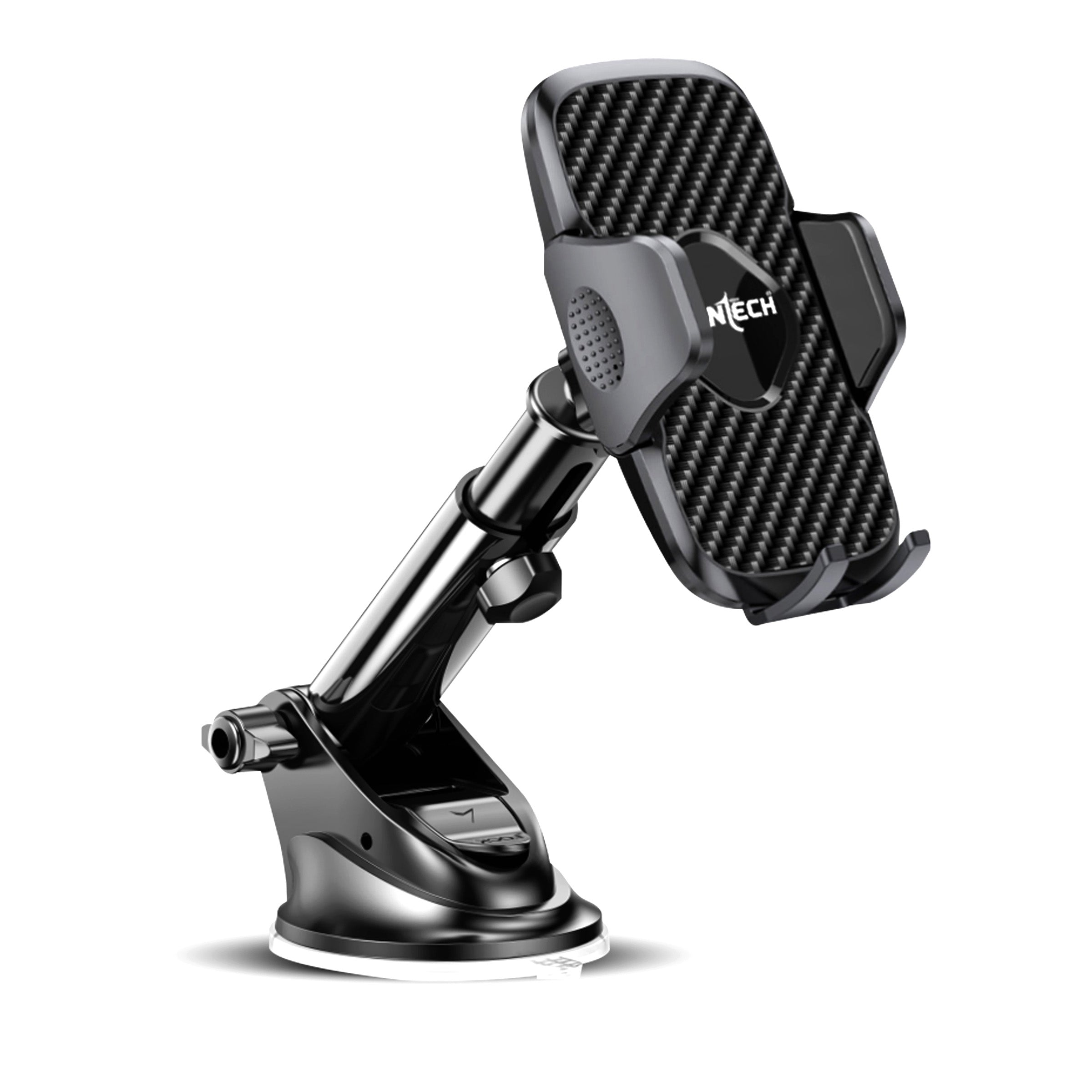 FRONTECH 360° Rotating Car Phone Holder – One-Hand Operation, Adjustable Angle & Height, Anti-Slip Silicone Pad, Strong Sticky Gel Base – Universal Phone Mount for Smart Driving (CCH-0012)