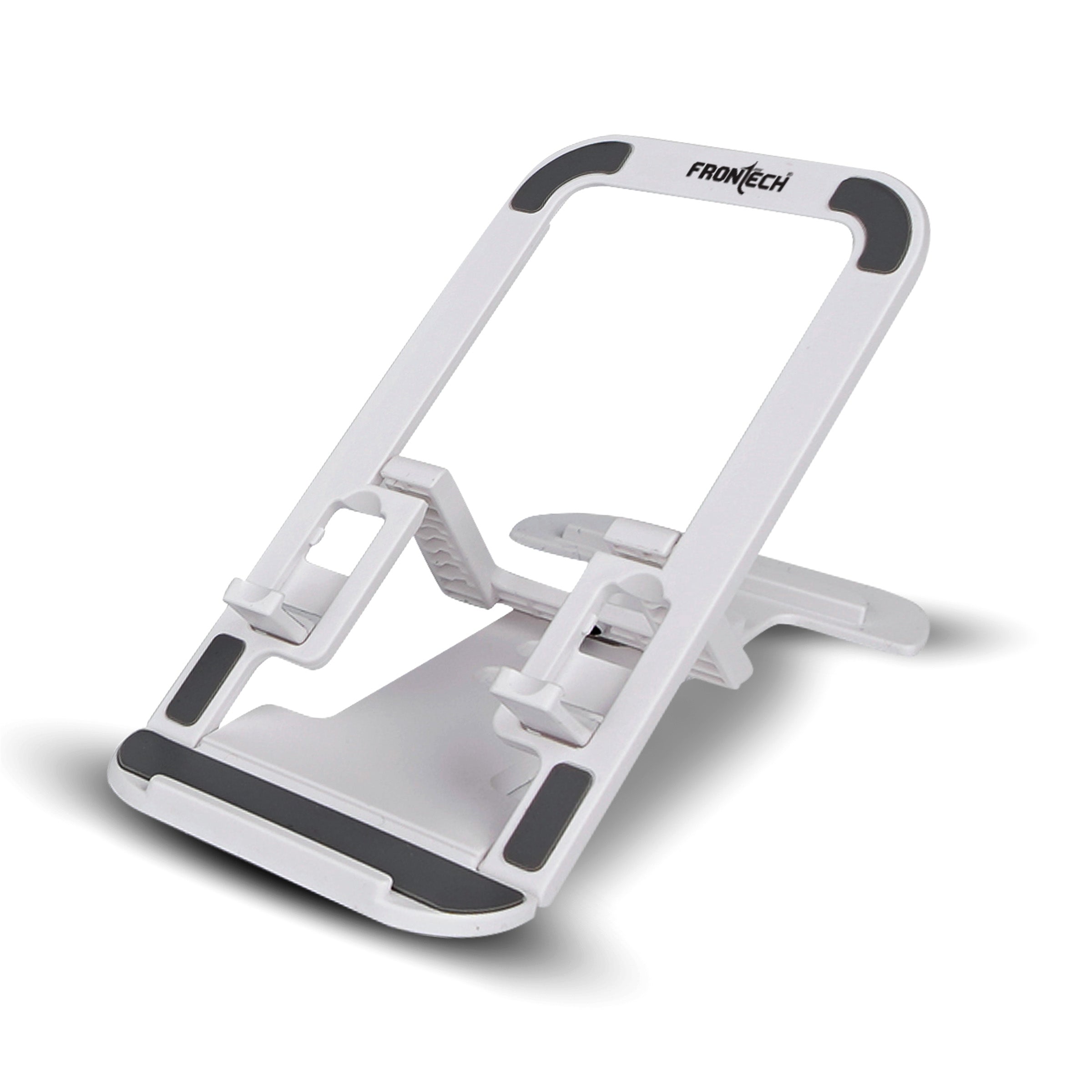 Frontech Mobile Phone Stand Holder, 4-Level Adjustable, Durable ABS Design with Rubber Pads, Foldable Desktop Phone Mount, White ( CCH-0013WHT )