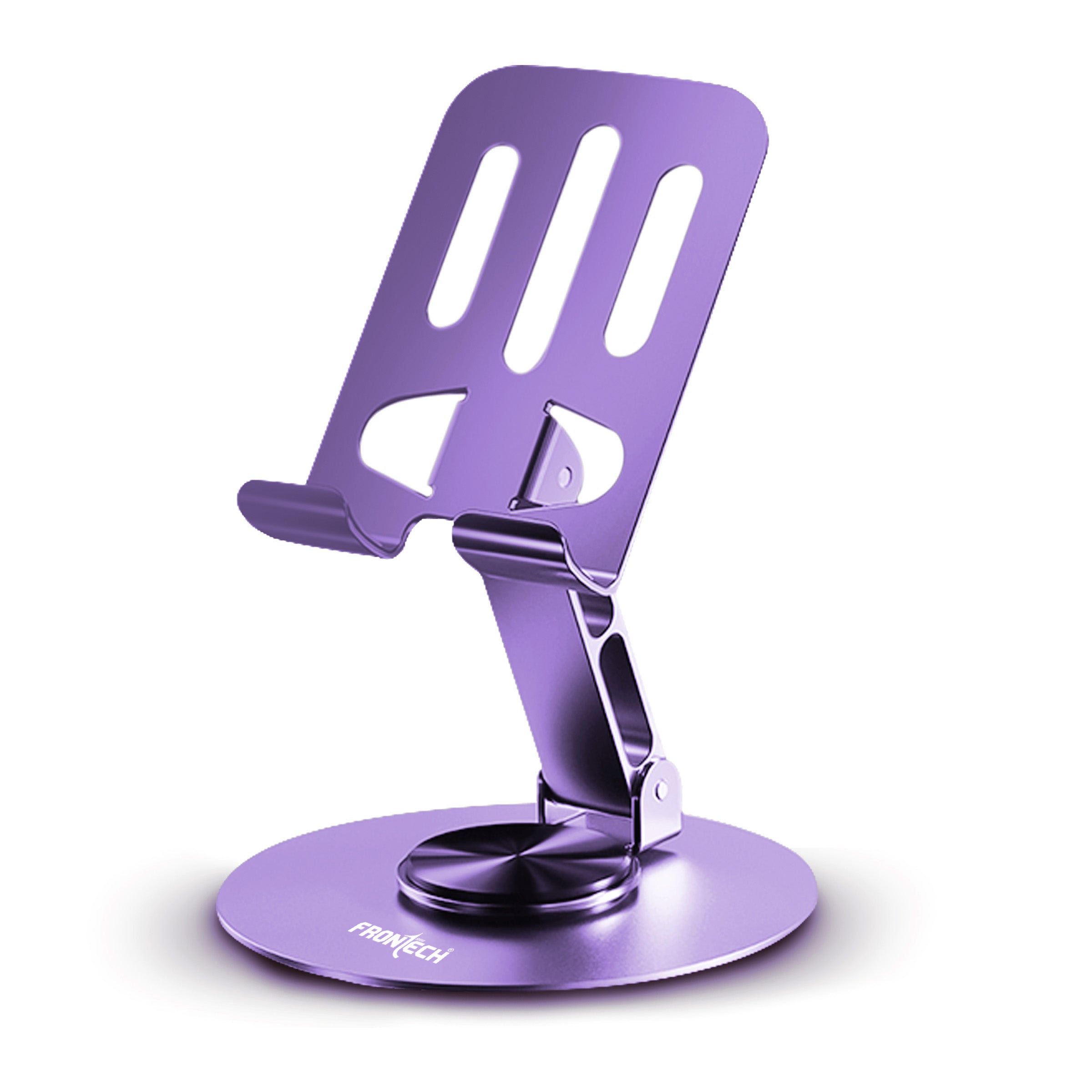 Frontech Mobile Holder, 360° Rotatable & Foldable Mobile Phone Holder With Stable Metallic base,Adjustable Height, Anti Skid Pad,Tabletop Mobile Phone Stand for all Smartphones. (CCH-0014LP)