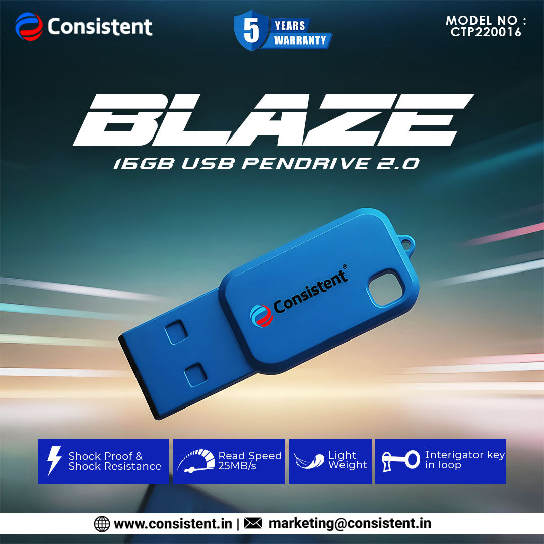 CONSISTENT 2.0 BLAZE USB PEN DRIVE 16GB (CTP220016)