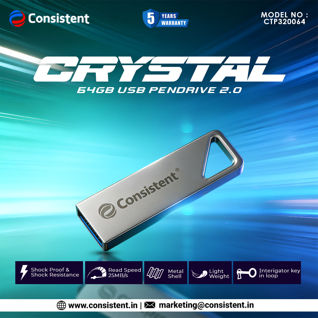 CONSISTENT 2.0 CRYSTAL USB PEN DRIVE 64GB (CTP320064)