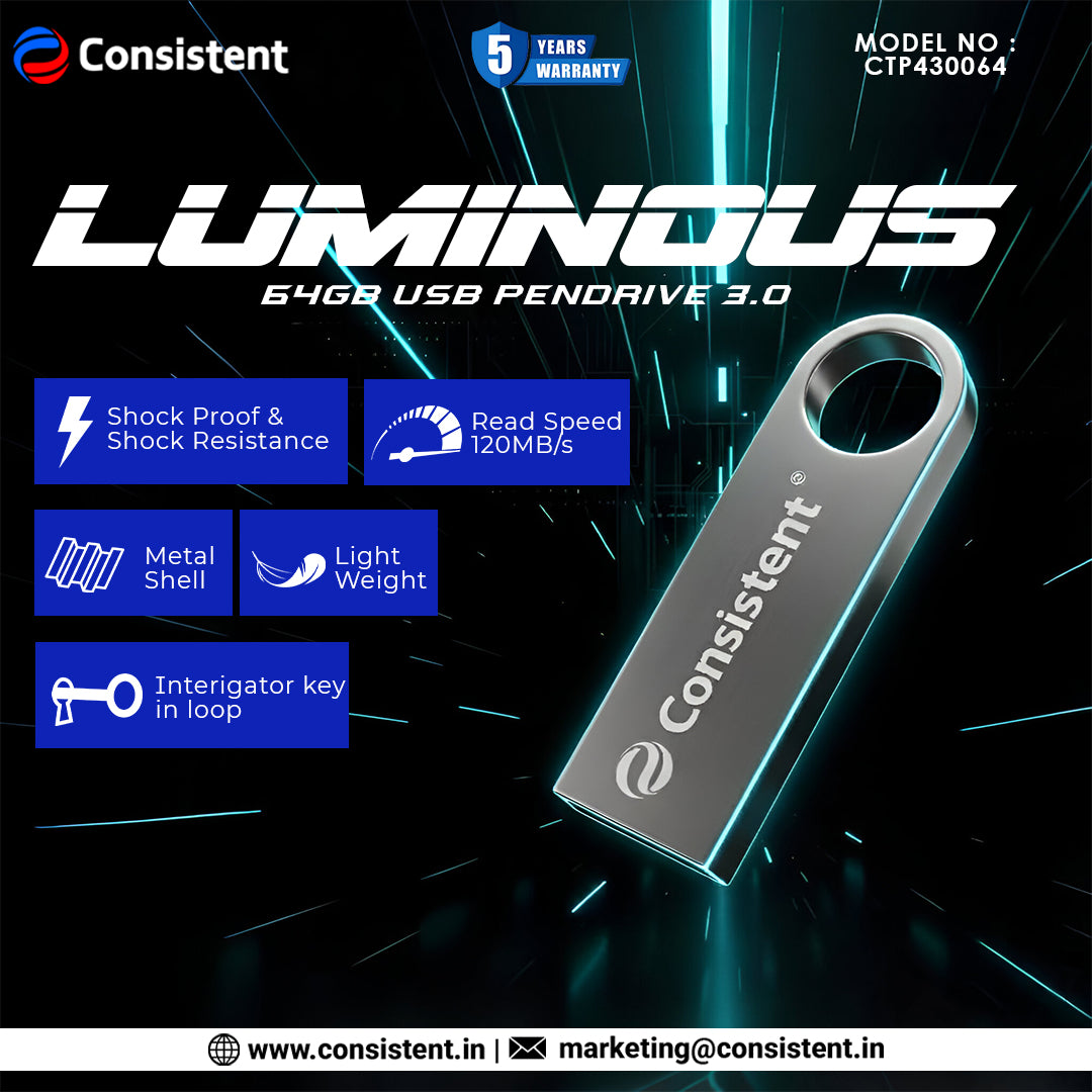 CONSISTENT 3.0 LUMINOUS USB PEN DRIVE 64GB (CTP430064)