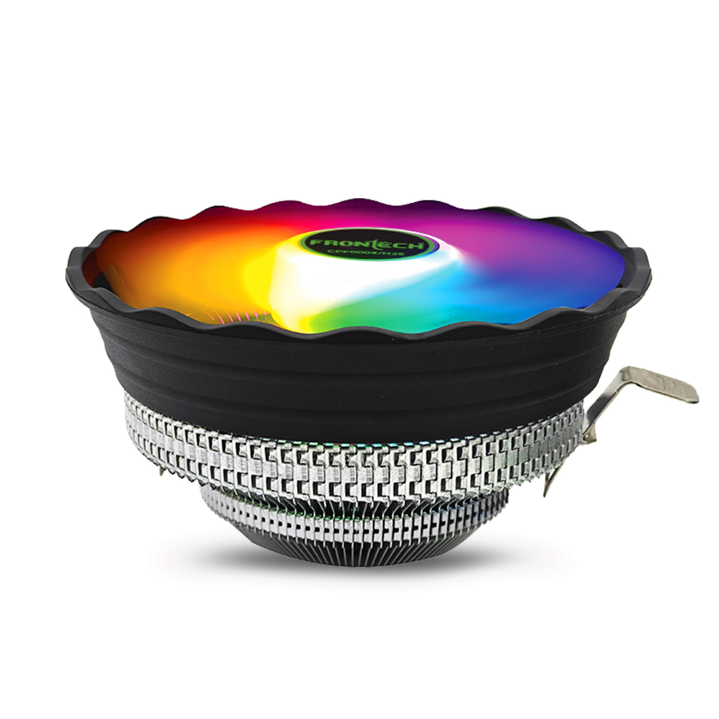 Frontech RGB CPU Cooler with Heatsink, 120mm Silent Fan, 1500 RPM, Hydraulic Bearing, 3-Pin 12V Connector, Supports Intel LGA 1700/1200/115x & AMD AM5/AM4 Sockets – (CPF-0004)