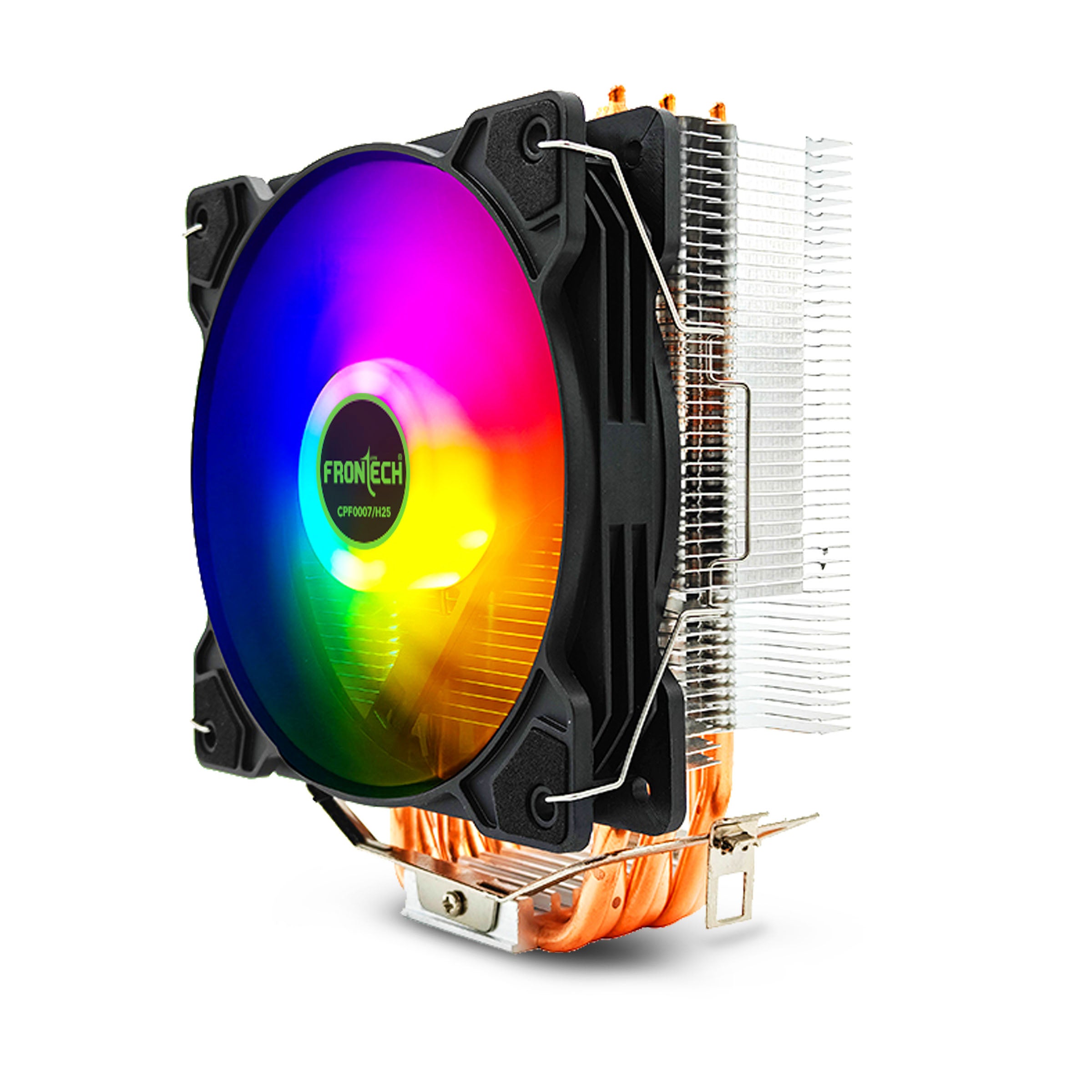 Frontech 630A CPU Air Cooler | 6 Copper Heat Pipes, 120mm RGB Fan, 1800 RPM | Supports LGA 1700 & AM5 | PWM 4-Pin + ARGB 3-Pin | Super Silent Cooling with Heatsink (CPF-0007)