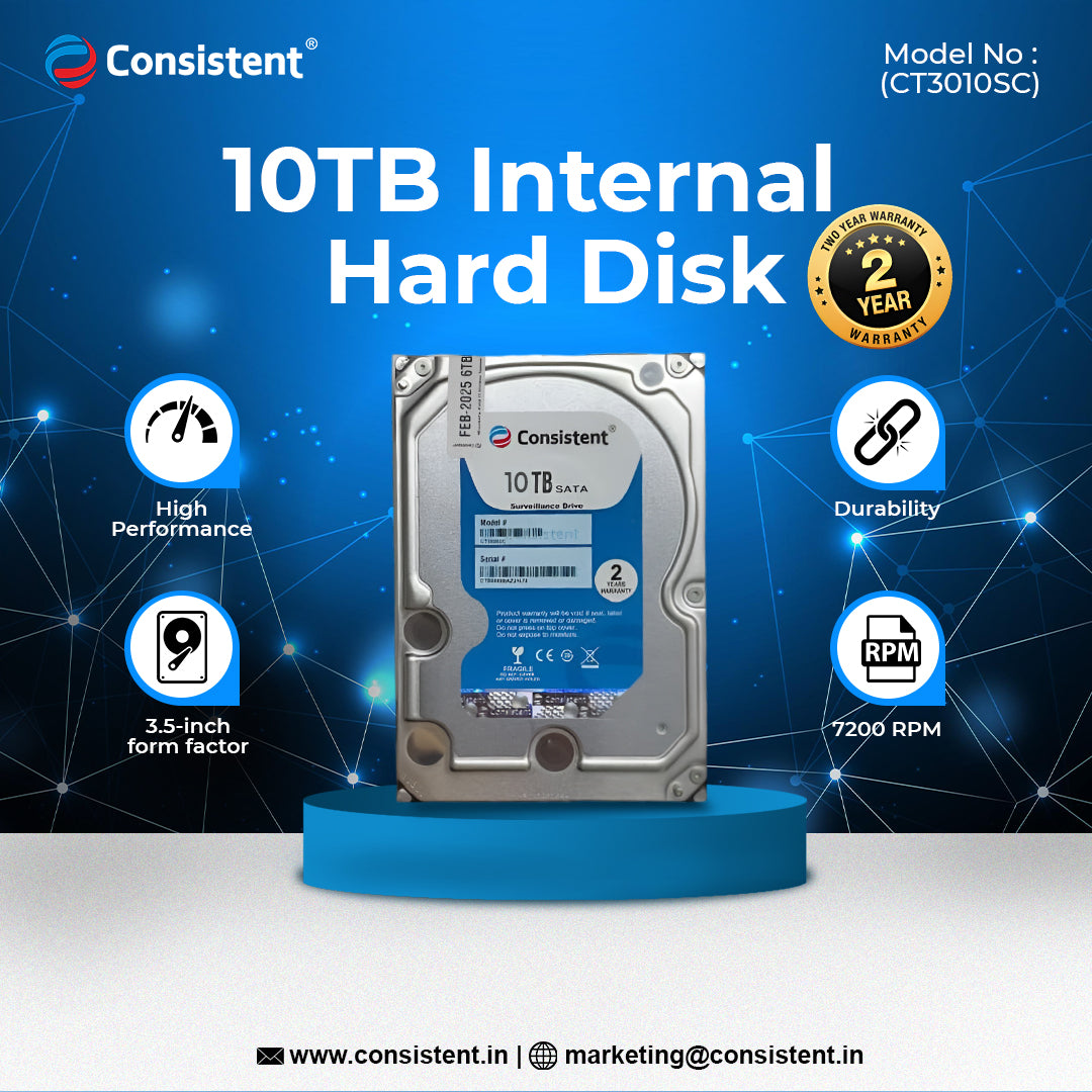 Consistent 10TB SATA Internal Hard Drive, 3.5 Inch, High Performance Desktop HDD with 2 Years Warranty