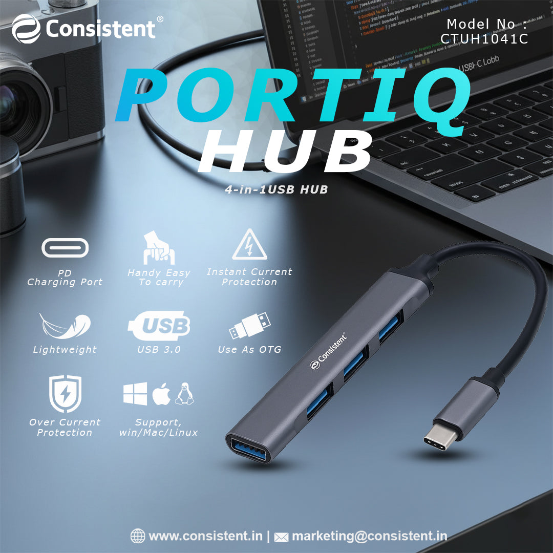 Consistent 4-in-1 USB HUB PORTIQ (CTUH1041C)