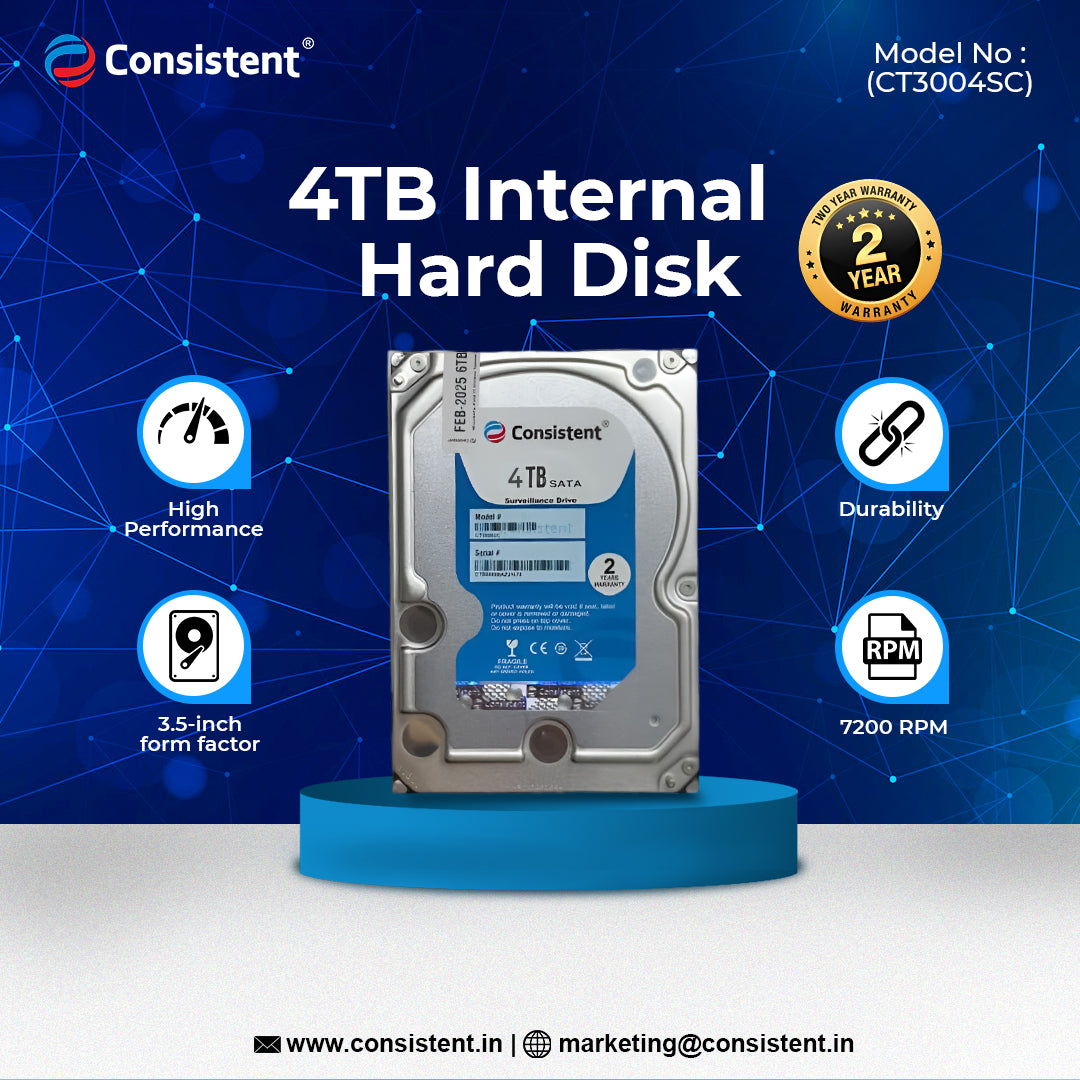 Consistent 4TB SATA Internal Hard Drive, 3.5 Inch, High Performance Desktop HDD with 2 Years Warranty.