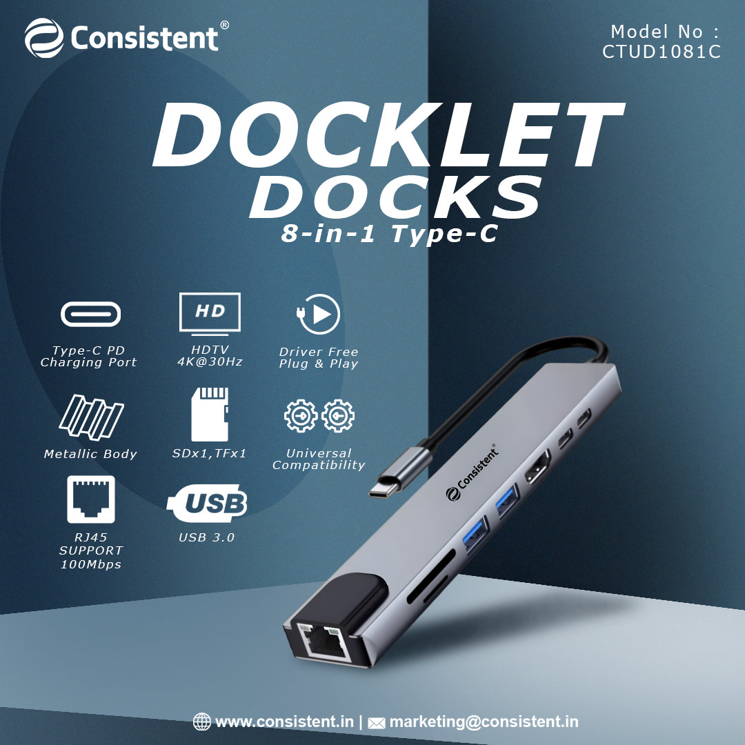 Consistent 8-in-1 Type-C Docks DOCKLET( CTUD1081C)