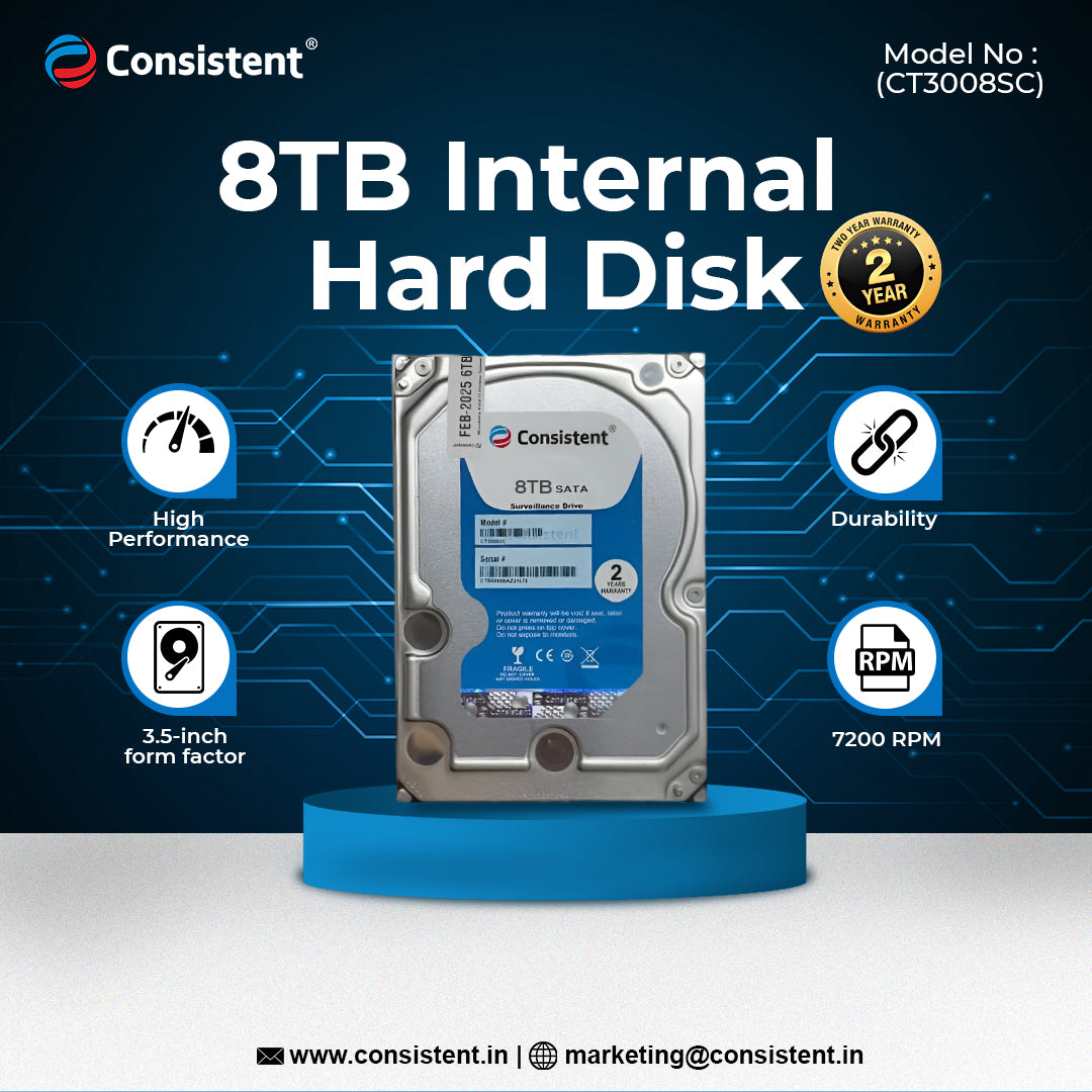 Consistent 8TB SATA Internal Hard Drive, 3.5 Inch, High Performance Desktop HDD with 2 Years Warranty.