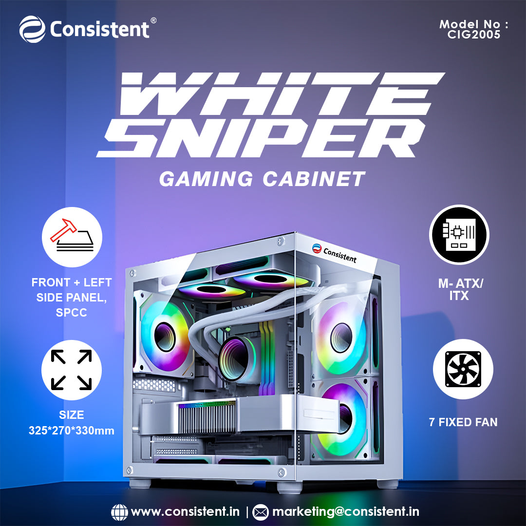 Consistent Gaming Cabinet White Sniper (CIG2005)