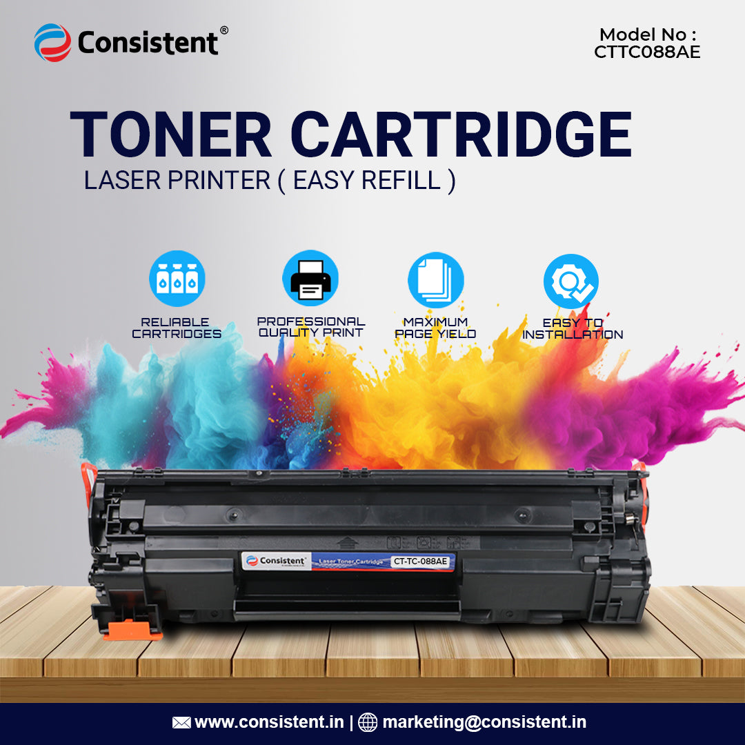 Consistent Laser Toner Cartridge(CTTC088A) Compatible with HP Laserjet Printer P1007, P1106, P1108, P1008, M1213nf MFP, M1136 MFP, M126nw MFP, M1218nfs, M128fw MFP, M128fn MFP (1 pcs)
