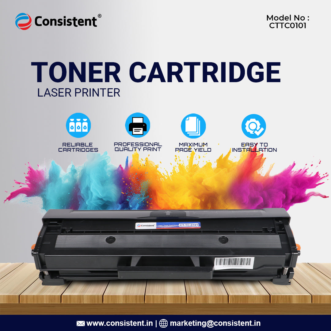 Consistent Laser Toner Cartridge 101 (CTTC0101) Support ML-2161 / ML-2162G / ML-2163G / ML-2164GW / ML-2165 / ML-2165W / ML-2166 / ML-2166W / ML-2168G Printers (101 1PC) (Black)