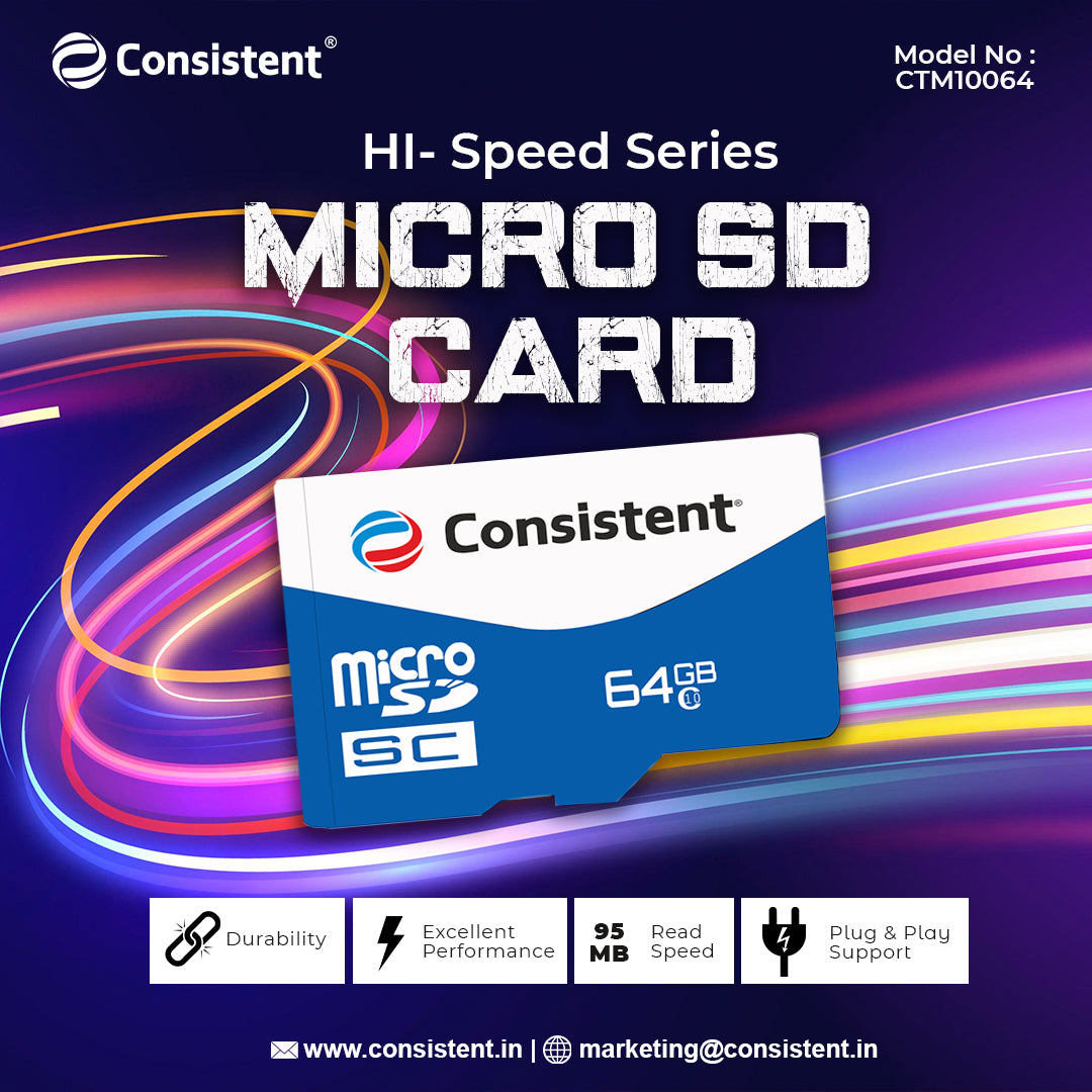 Consistent Micro SD Card 64Gb 5 Year High Performance Warranty.