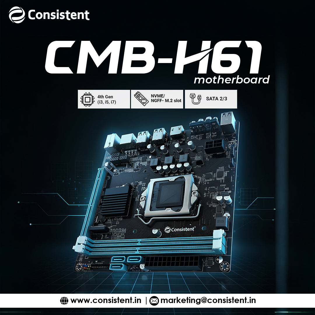 Consistent Motherboard CMB H61 With NVME/NGFF- M.2 slot , 3 years Warranty