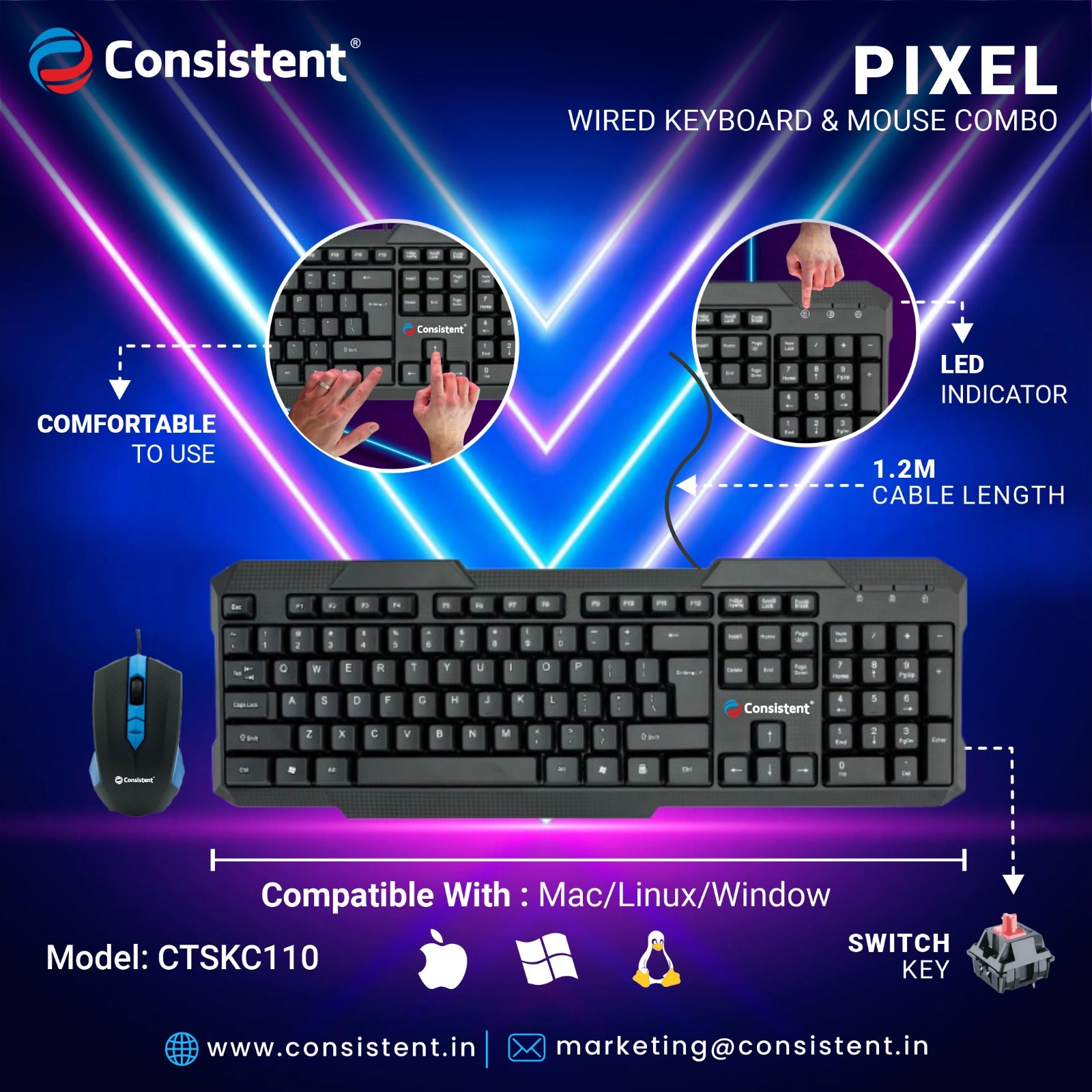 Consistent Pixel Wired Keyboard & Mouse Combo