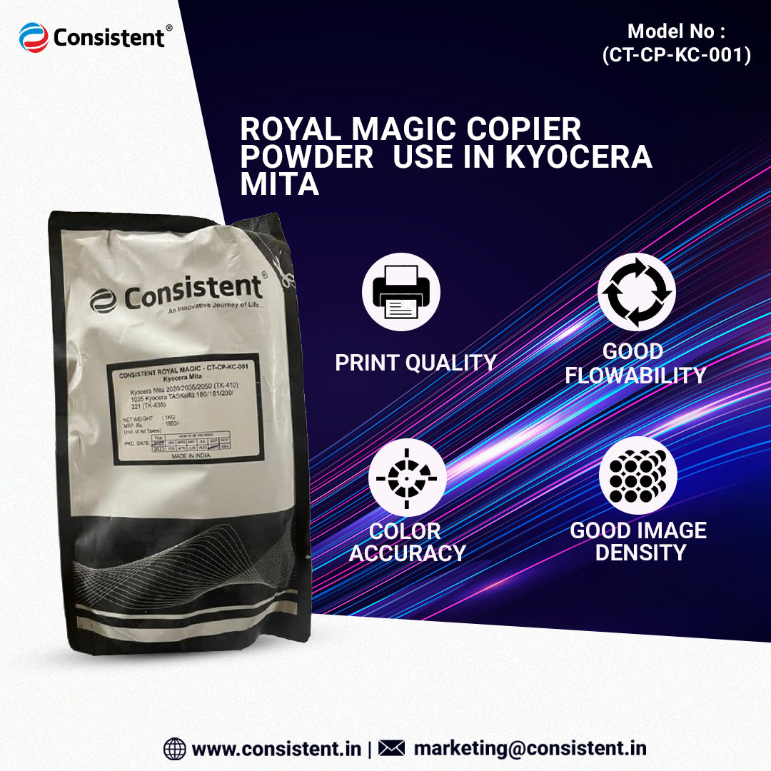 Consistent Royal Magic Copier Powder (CT-CP-KC-001) Use in Kyocera Mita 2020/2035/2050(TC-410) 1035 Kyocera TASKalfa 180/181/200/221(TK-435) Printer and Copier