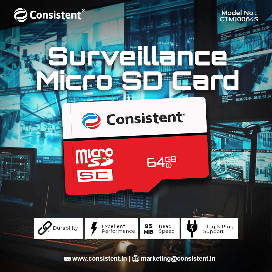 Consistent Surveillance Micro SD Card 64Gb 5 Year High Performance Warranty.