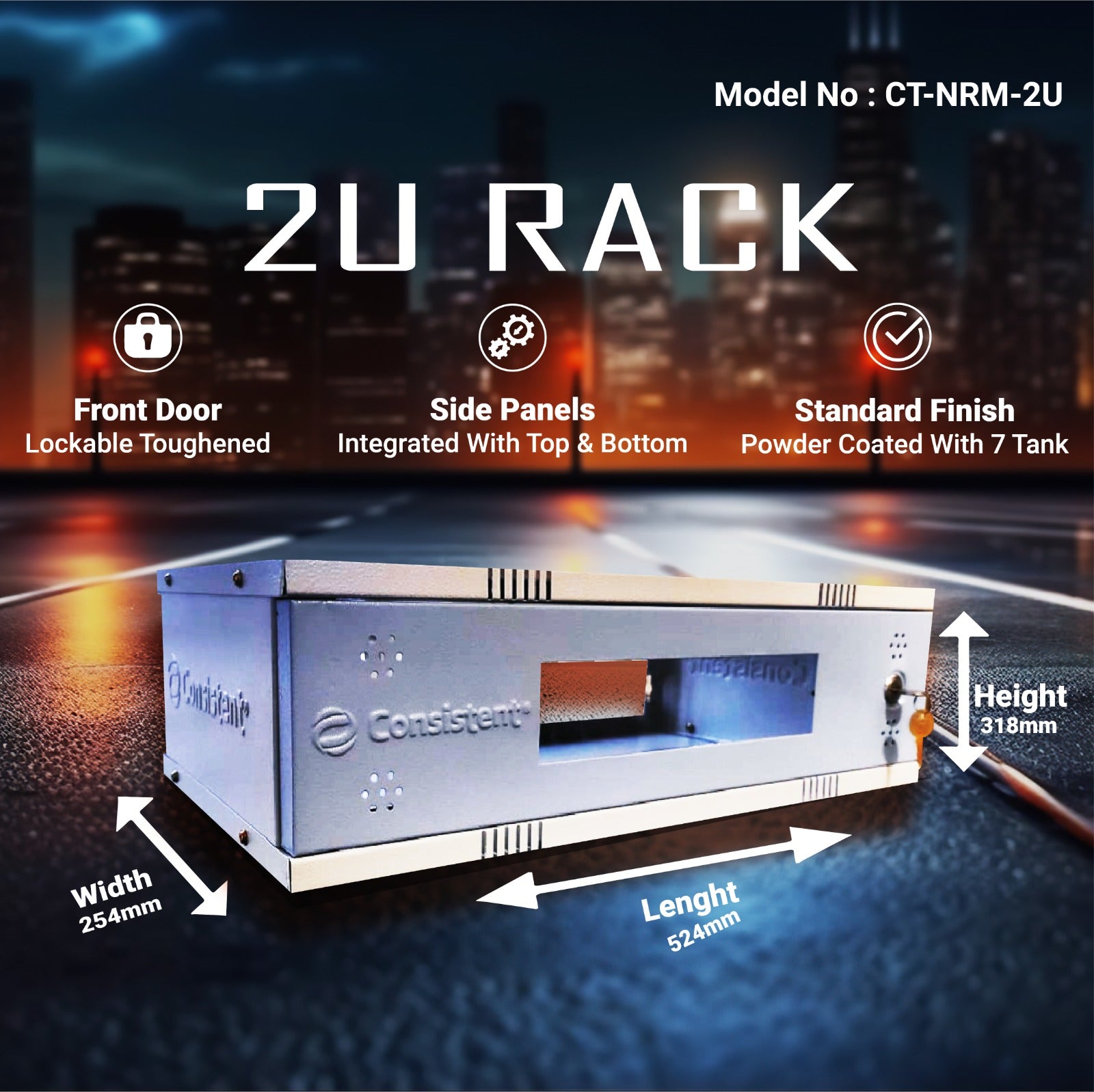 Consistent Wall Mount DVR 2U Rack for DVRs/NVRs/Switches Metal Body 2U Size (White&Gray)