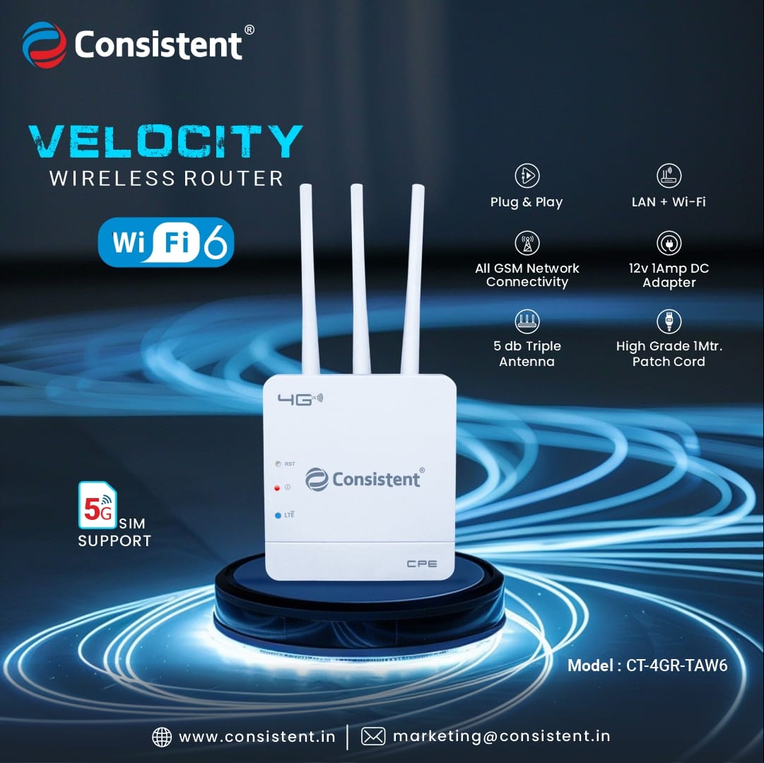 Consistent wifi6 4G Router Velocity (CT-4GR-TAW6) IPv6 Compatible | AP/RE/WISP Mode | Parental Control | Single Band | Guest Network - White