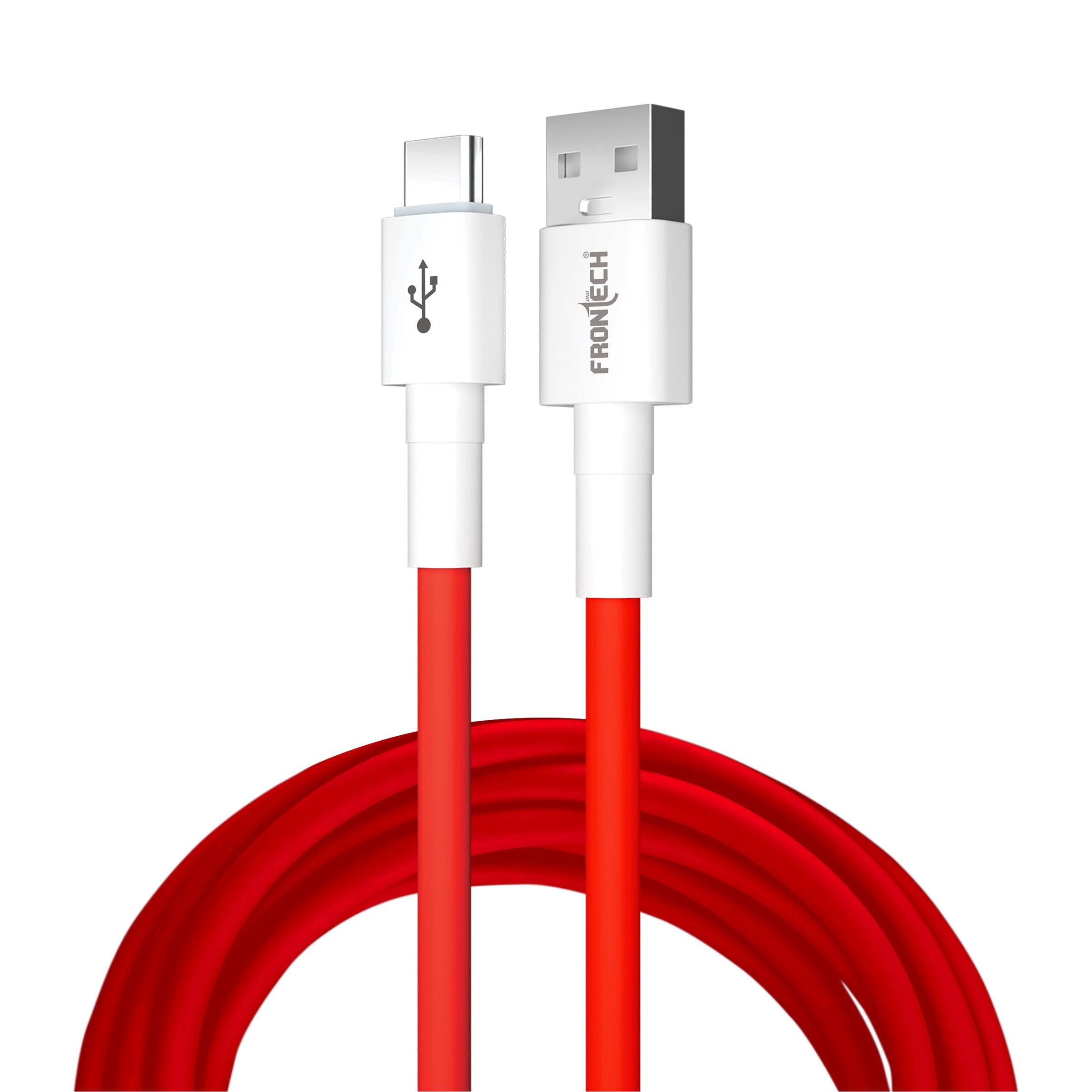 Frontech USB Type-C Fast Charging Cable | 100W Power Delivery | 1M Durable & Bend-Resistant | SuperSpeed Data Transfer | Red & White (FT-1047)