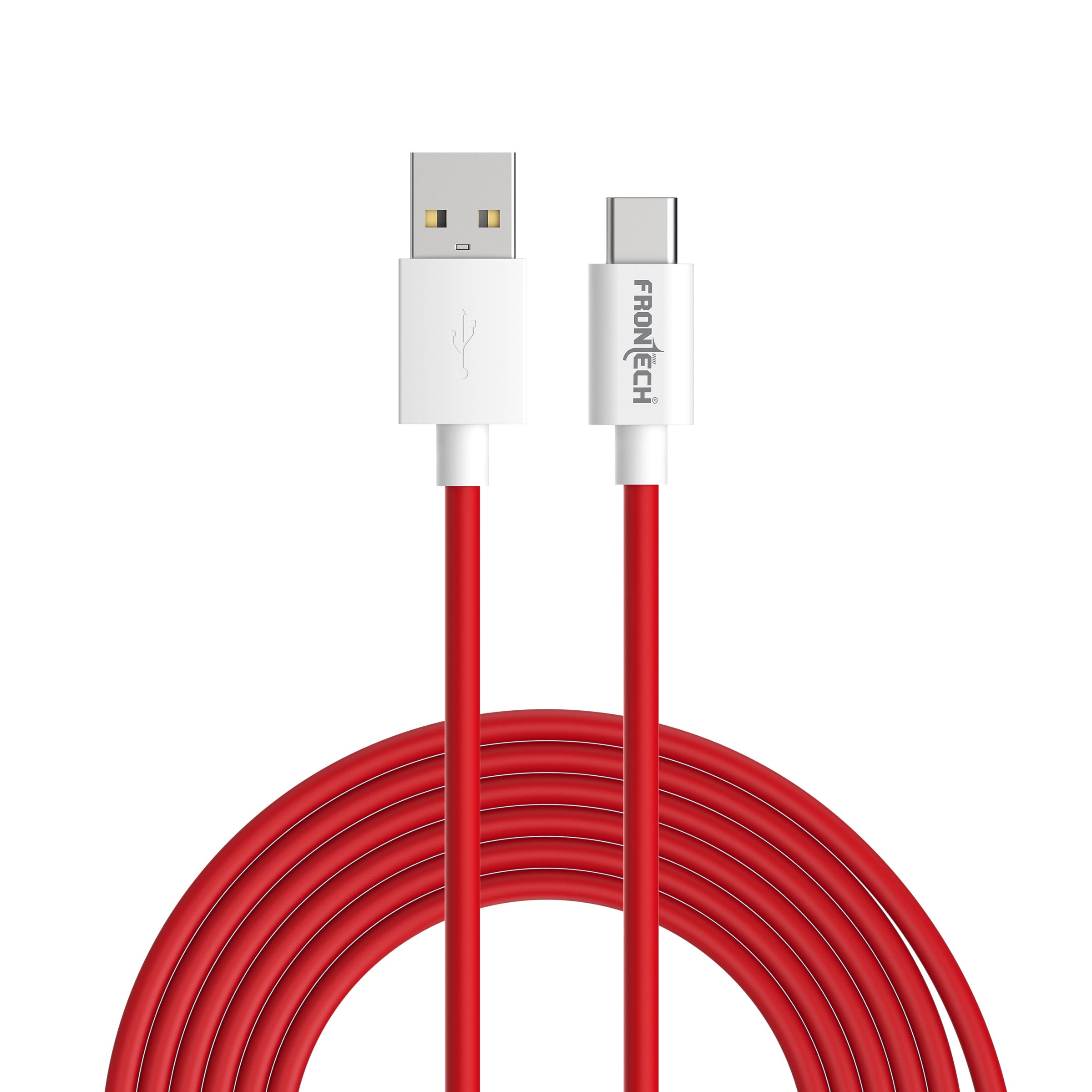 Frontech USB A to Type-C 65W Super-Fast Data Cable | 1M Cable | Red & White | Fast Charging & Data Transfer (FT-1050)