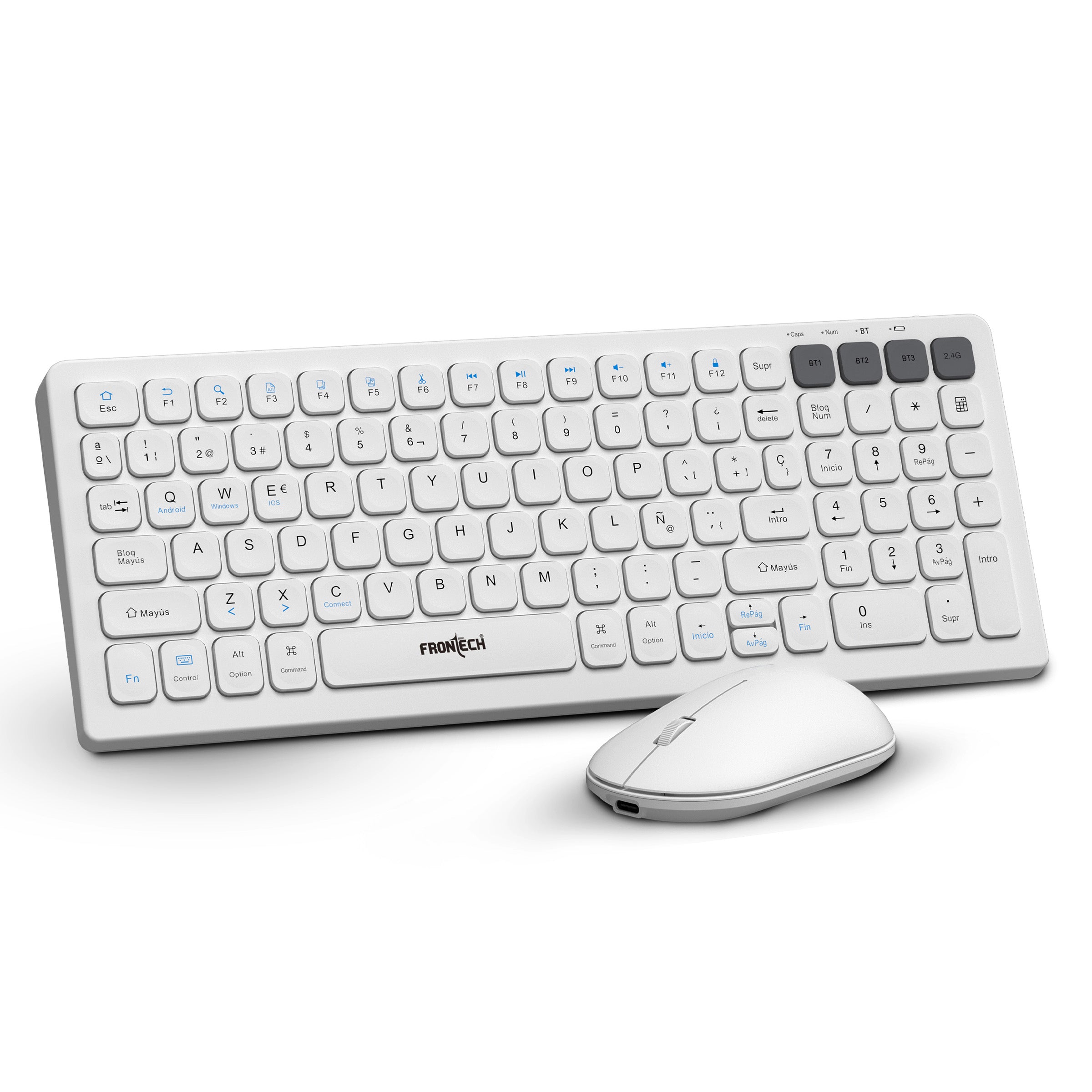 Frontech Wireless Keyboard & Mouse Combo|100 Keys Layout|2.4GHz|1000 DPI| 500mAh Rechargeable Battery|3 button wireless mouse|Ergonomic Design|1 Year Warranty