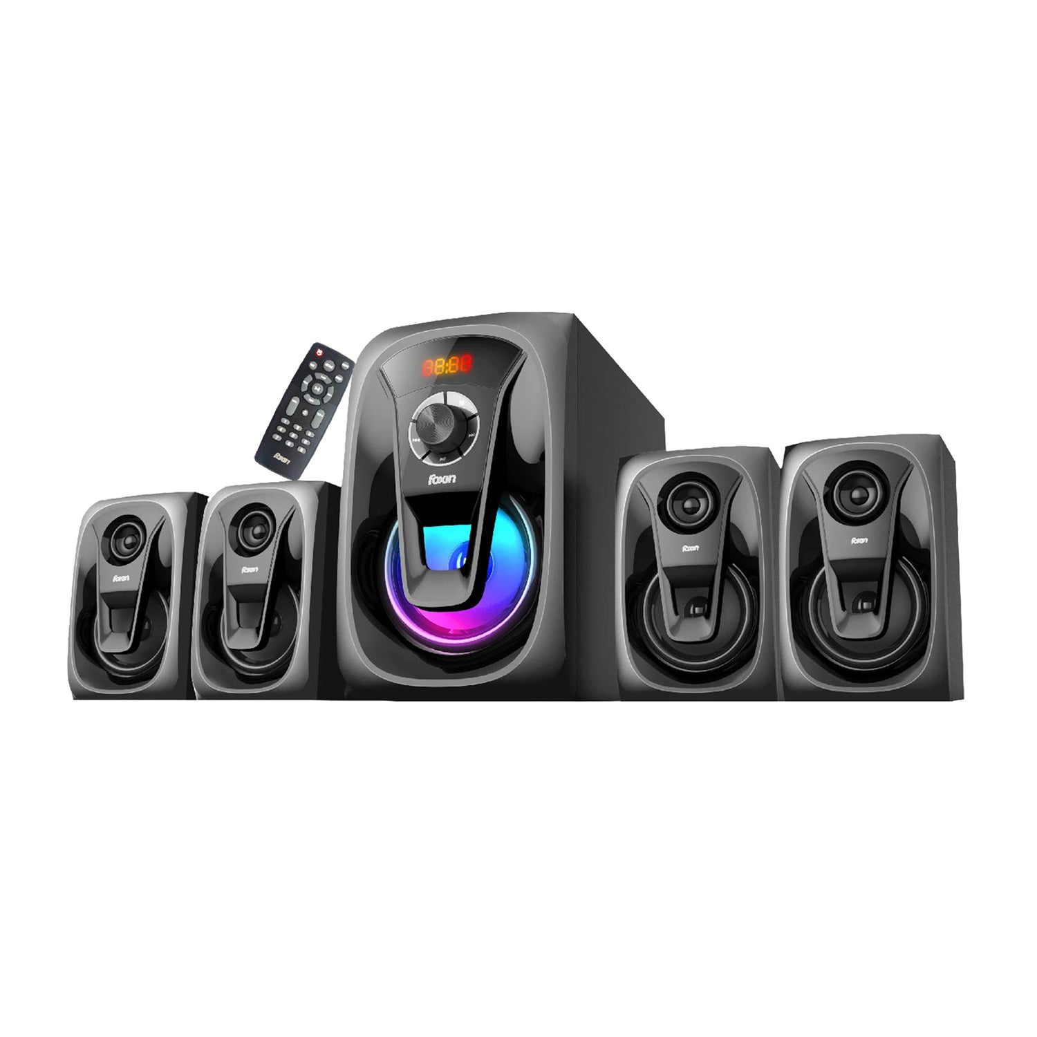 Foxin FMS 5400 Bluetooth 90 Watt 4.1 Home Theater with FM/USB/AUX/USB/SD/TV Support, Remote Control, Karaoke Support Wireless Mic & Stylish Design