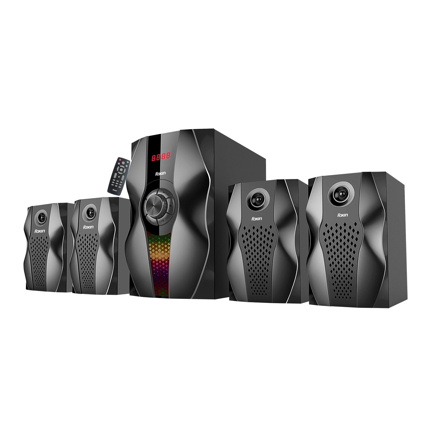 Foxin FMS 5450 Bluetooth 95W / 4.1 Home Theater with FM/USB/AUX/USB/SD/TV Support, Remote Control, Karaoke Support Wireless Mic & Stylish Design