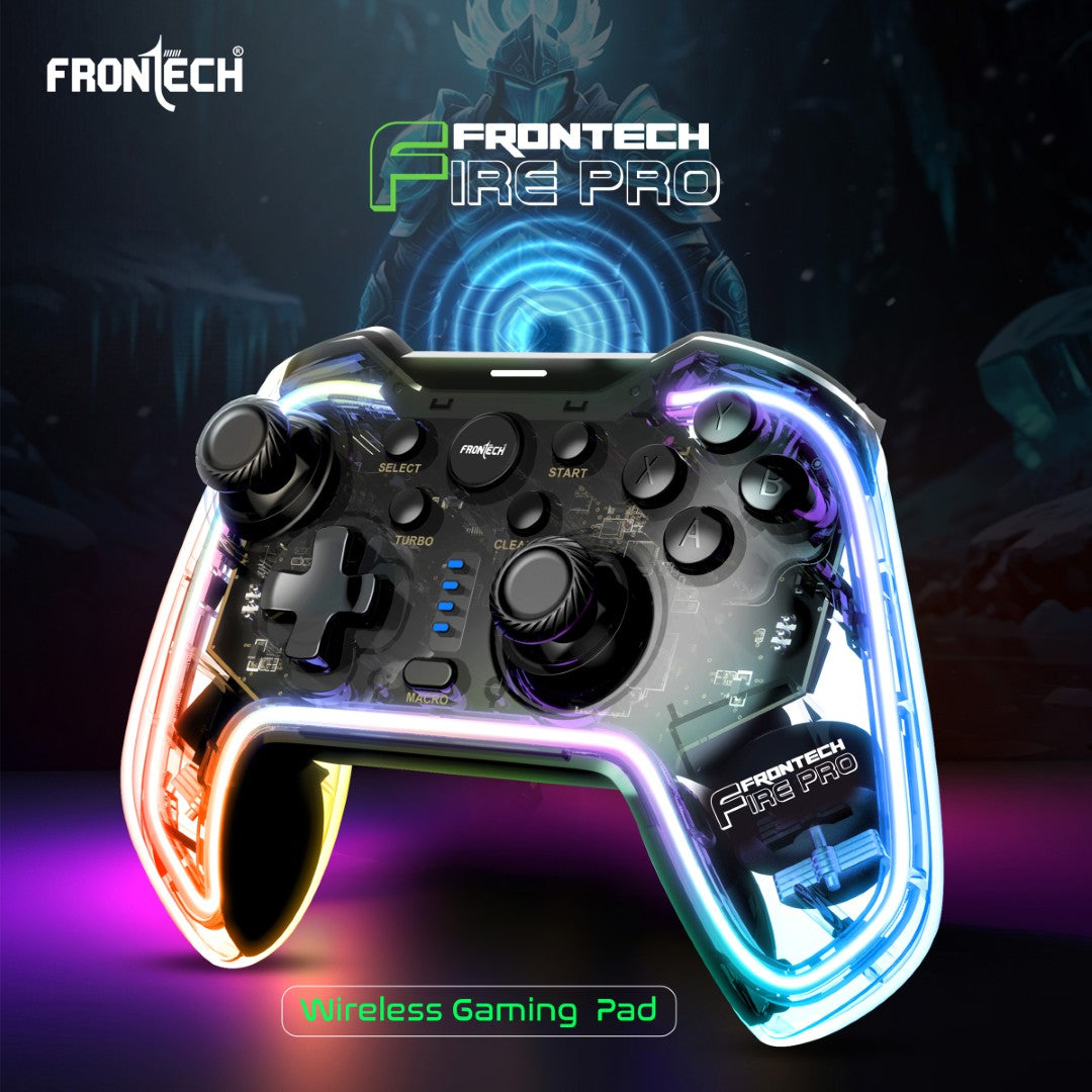 Frontech Fire Pro Wireless Gaming Pad | 2.4GHz, Dual Vibration, RGB | PS3/PC/Android TV (GP-0002)