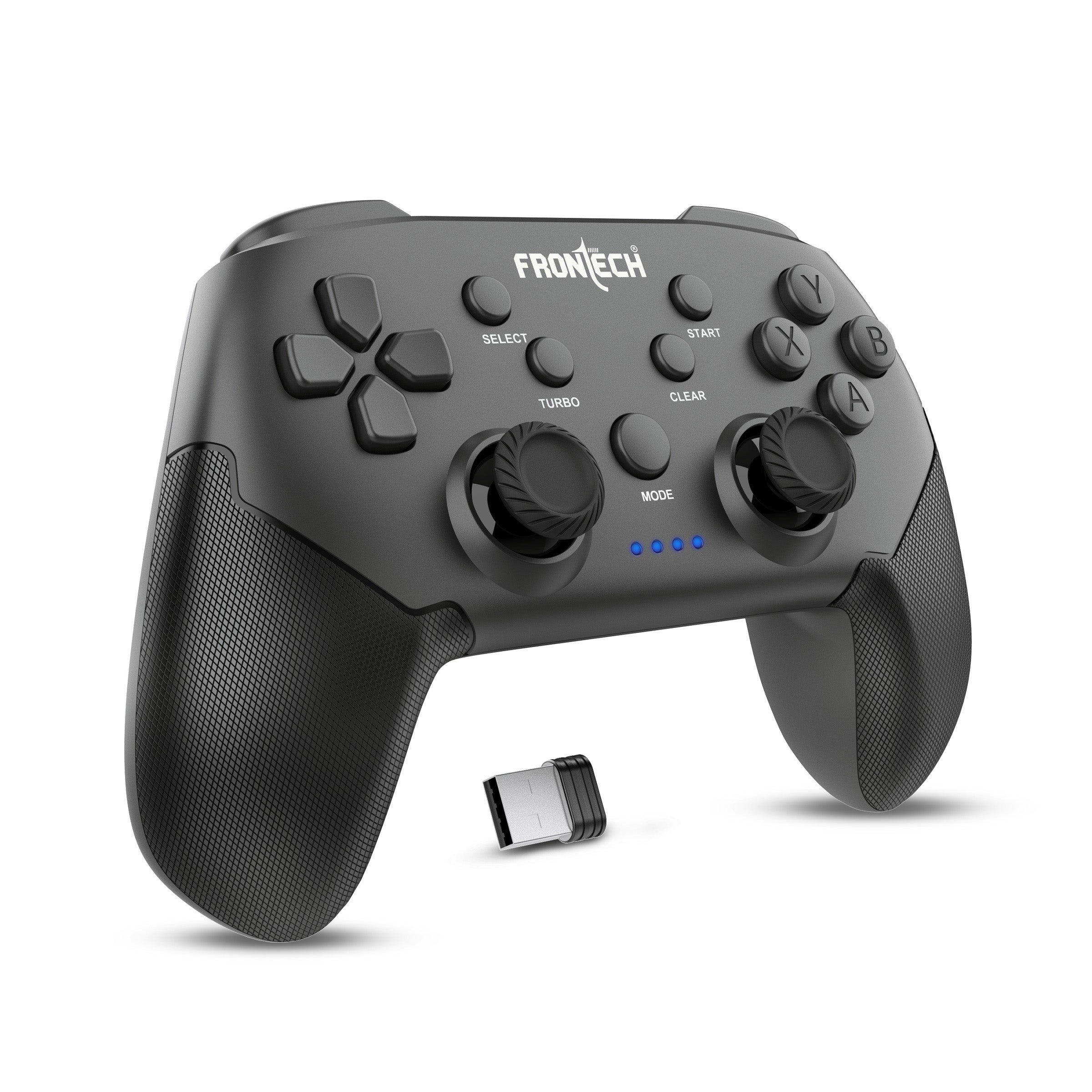 Frontech Vortex Pro Wireless Gaming Pad, Dual Motor Vibration, 2.4G USB, 400mAh Battery, for PC/Windows/PS3/Android TV (GP-0003)