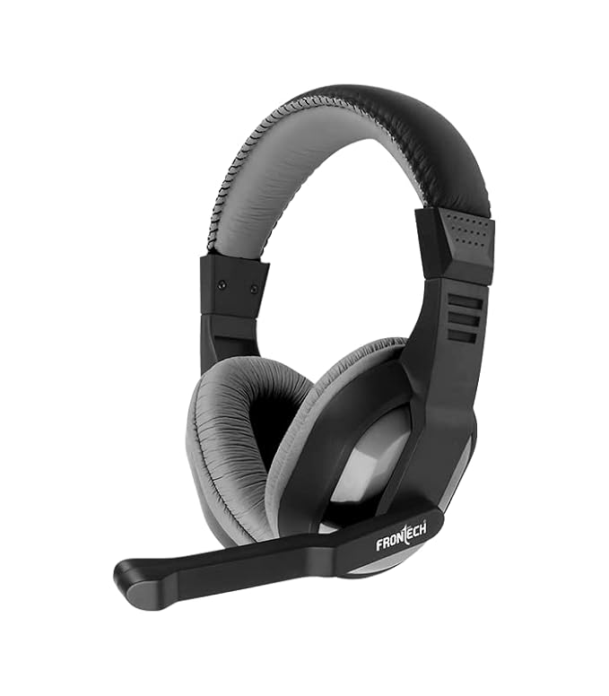 Frontech On-Ear USB Headphone | 40mm Drivers, Built-in Mic, Omni-Directional Adjustable Boom (HF-3447)