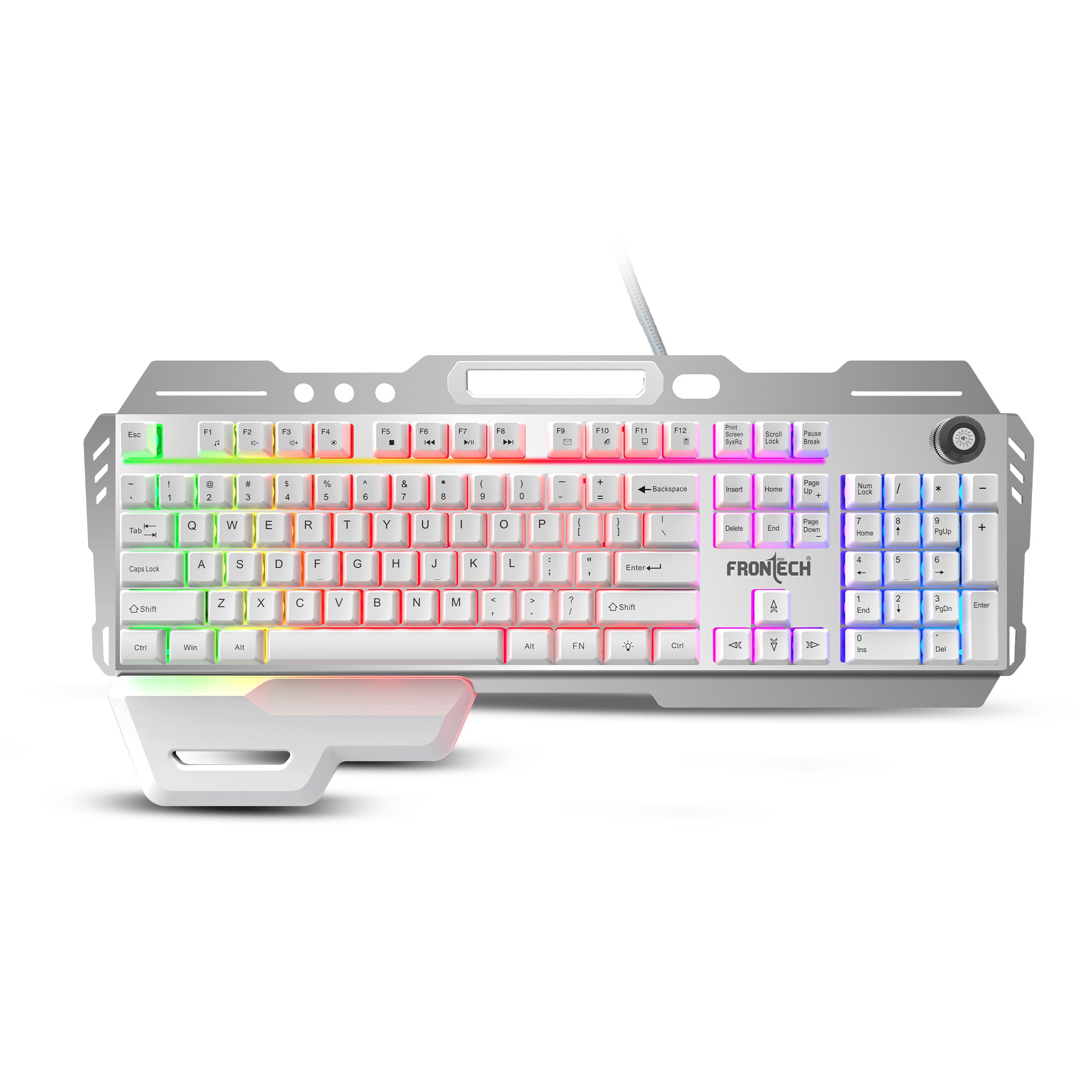 Frontech Wired RGB Backlight Gaming Keyboard| 104 Key Layout |19 Anti Ghosting Key|Volume Control|USB Plug & Play|1.5m Braided cable|1 year warranty