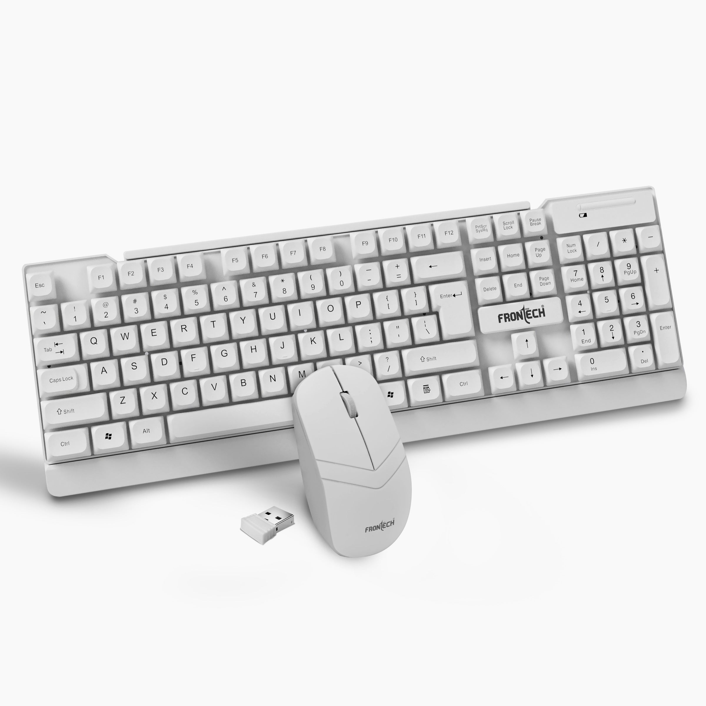 Frontech Wireless Keyboard & Mouse Combo|104 Keys Layout|2.4GHz|1600 DPI|3 button wireless optical mouse|1 Year Warranty