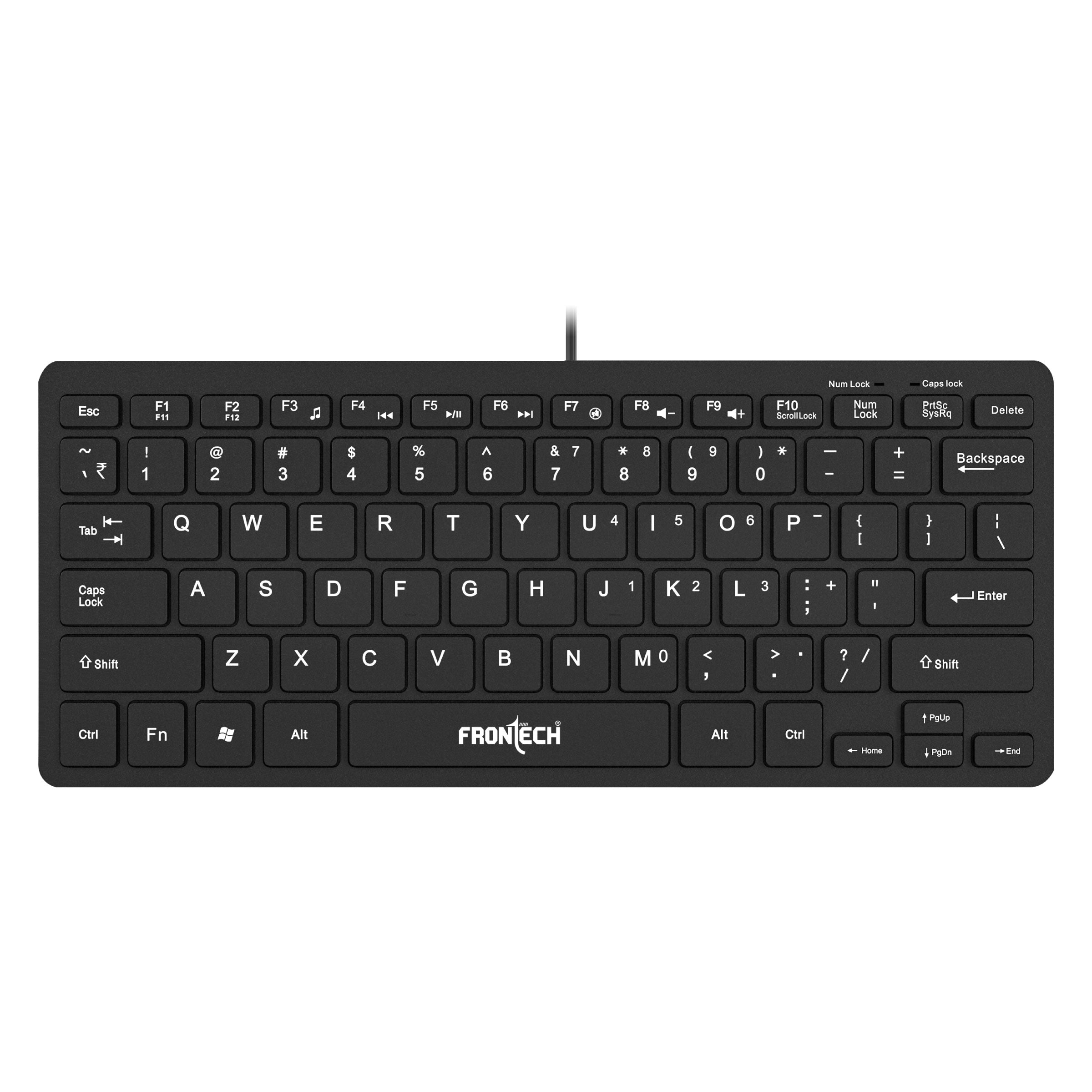 Frontech Wired Mini Keyboard |78 Standard Keys |USB Plug & Play| Ergonomic Keyboard|1 year warranty