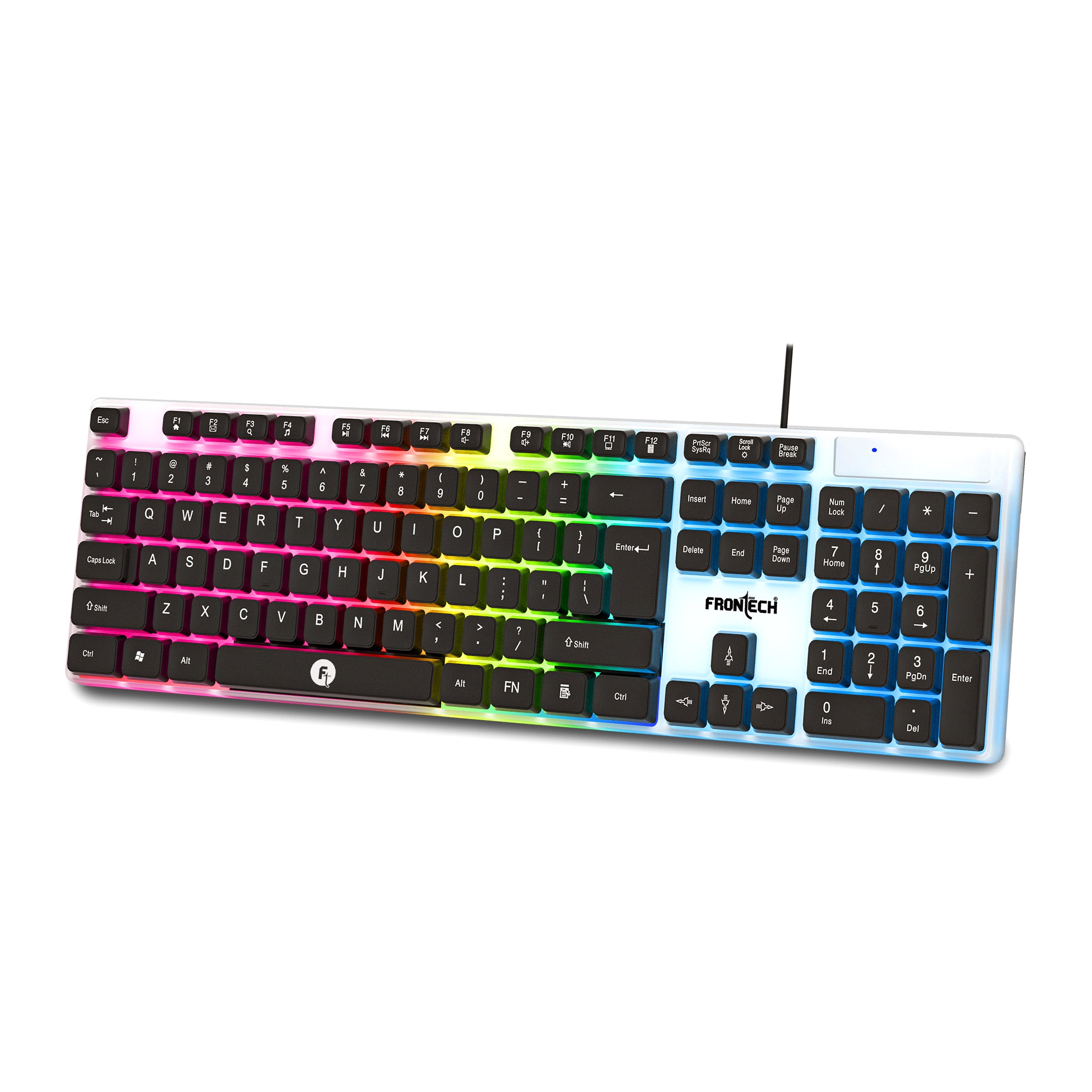 Frontech Wired Gaming RGB Backlight Keyboard|104 Key Layout|USB Plug & Play|1.3m cable| Ergonomic Design|1 year warranty