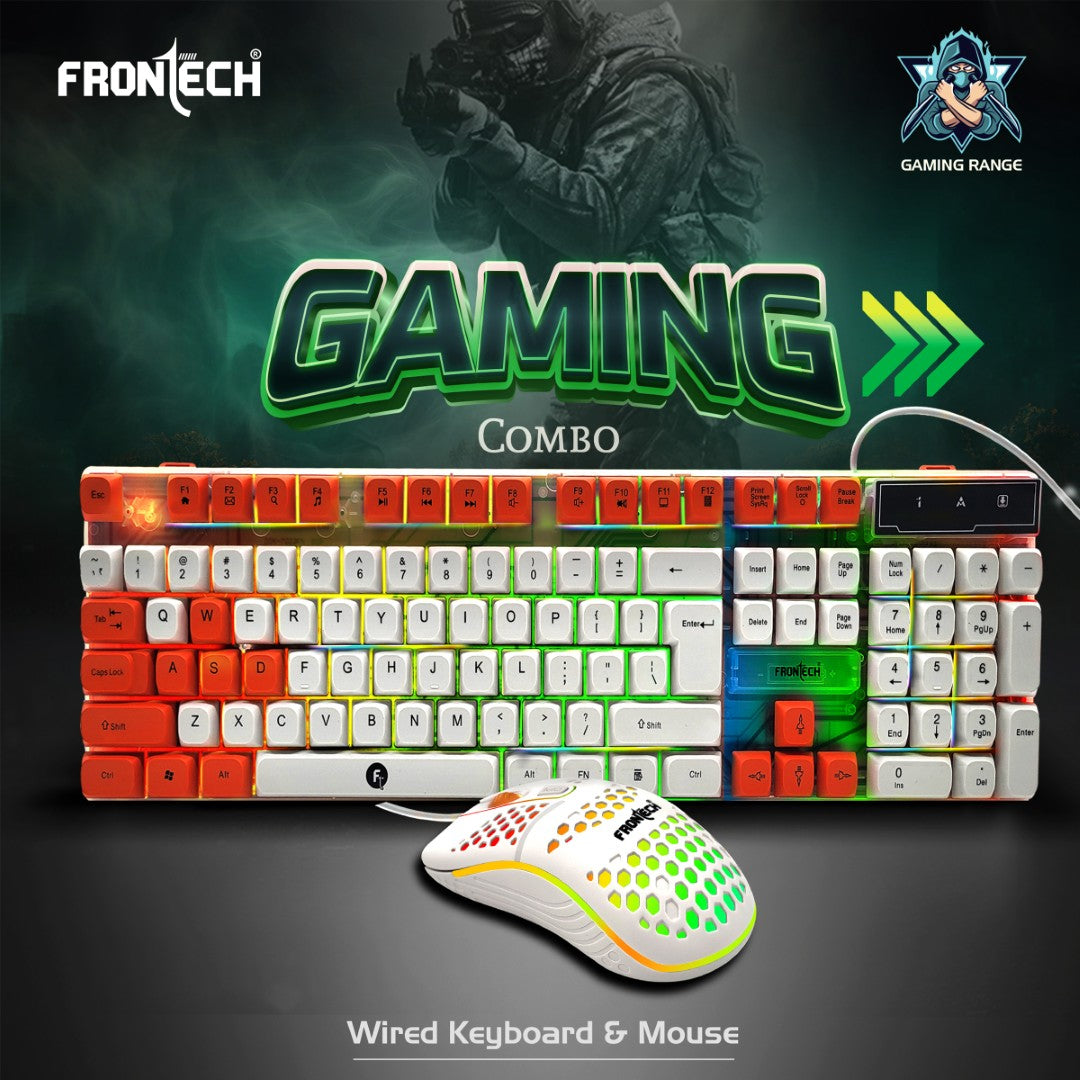Frontech Nova Knight Gaming RGB Backlight Keyboard & Mouse Combo|104 Key Layout |USB Plug & Play|1.5m Cable|1600 DPI|4 Button Mouse|1.5m Cable|1 Year Warranty