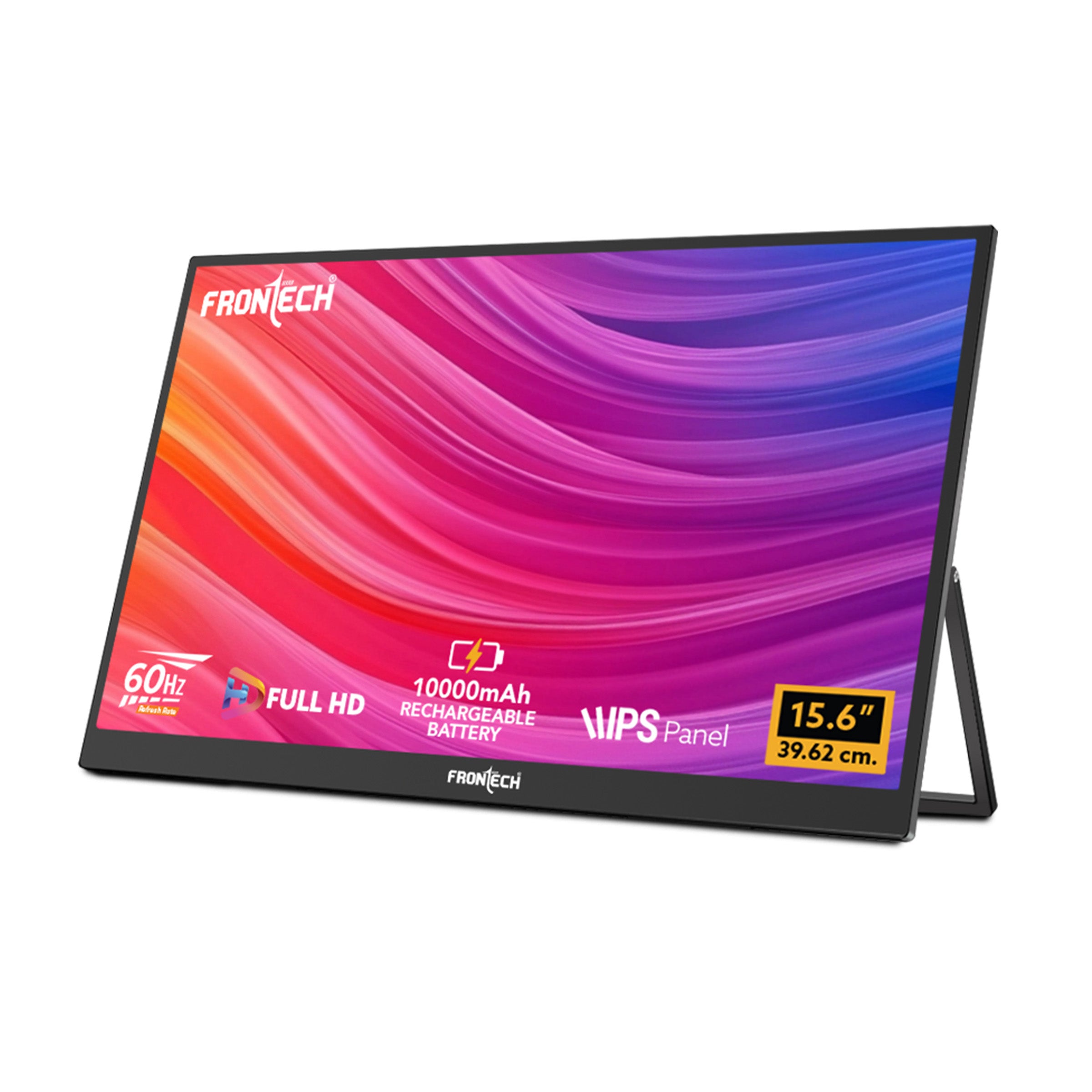 Frontech 15.6 inch Portable LED Monitor |60Hz| 1920x1080|10000mAh Rechargeable Battery| Mini HDMI| Built-in Speaker |IPS Panel | 1 Year Warranty