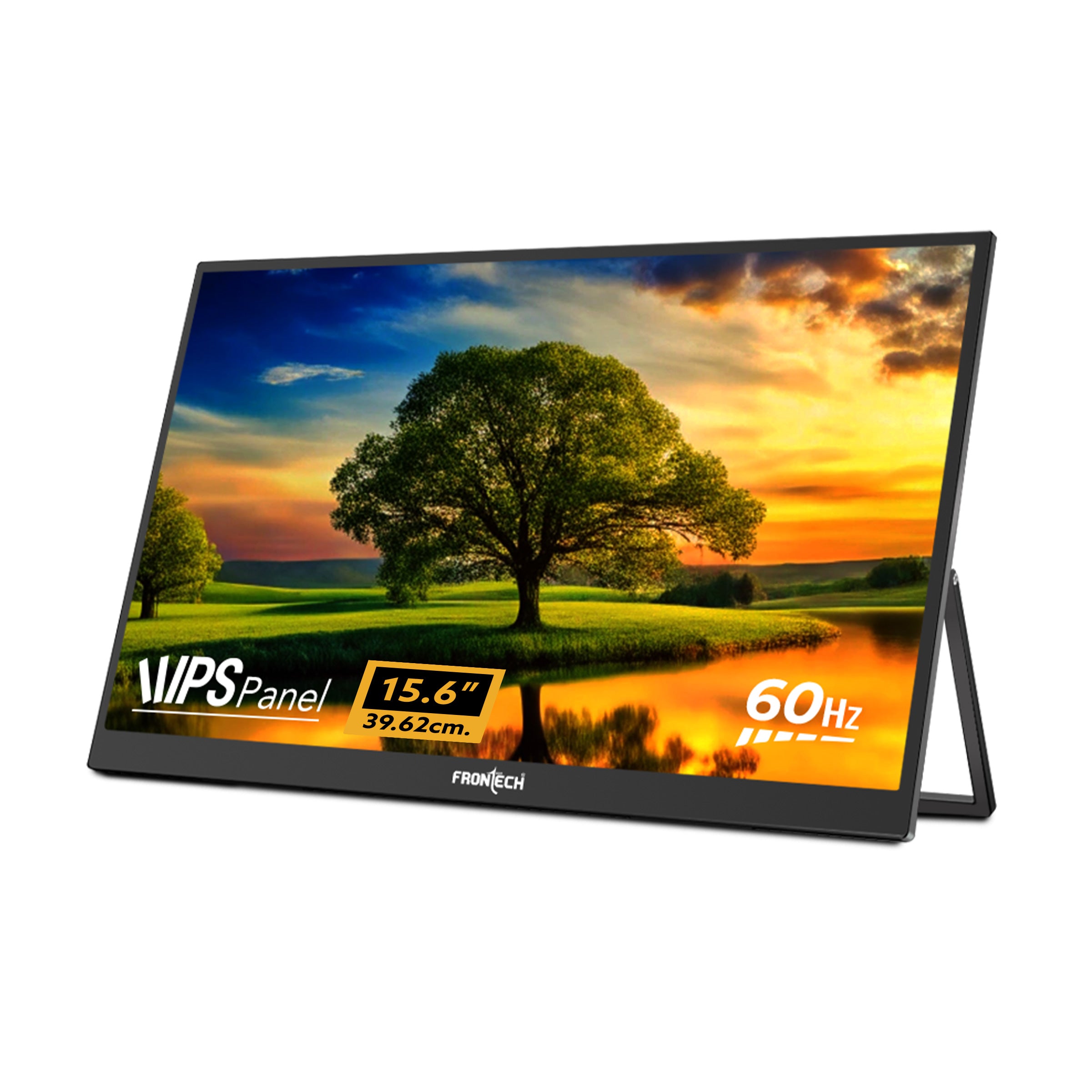 Frontech 15.6 inch Portable LED Monitor | 60Hz | 1920x1080 | Mini HDMI, USB-C & Headphone Jack | Built-in Speakers | IPS Panel | 1 Year Warranty