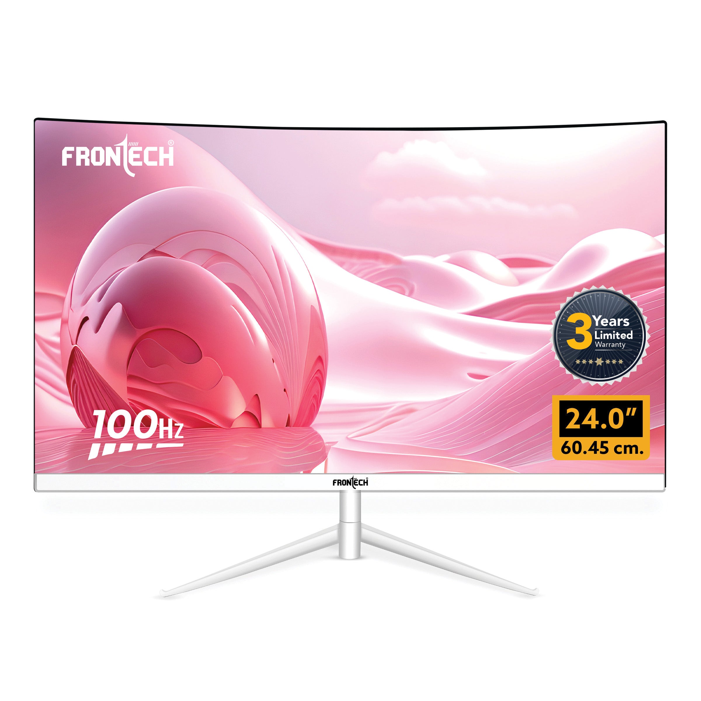 Frontech 24 inch Curved LED Monitor | 100Hz | 1920 x 1080 | Wall Mountable | Frameless | HDMI & VGA | 5ms Response Time | Ultima Series | 3 Years Warranty