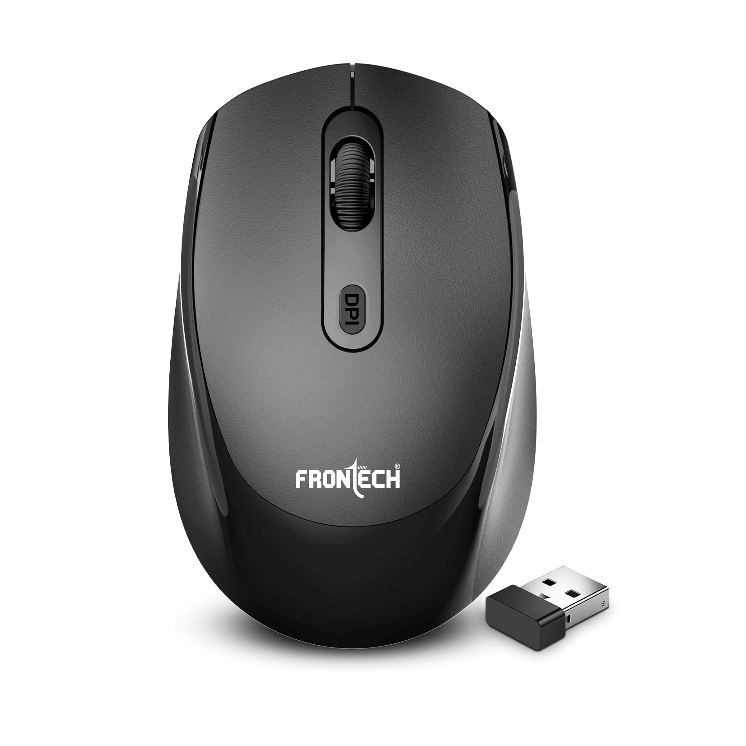 Frontech Wireless Optical Mouse|2.4Ghz| 1600 DPI| 4 Button Mouse|Anti-Skid Roller|Ergonomic Design|1 Year Warranty