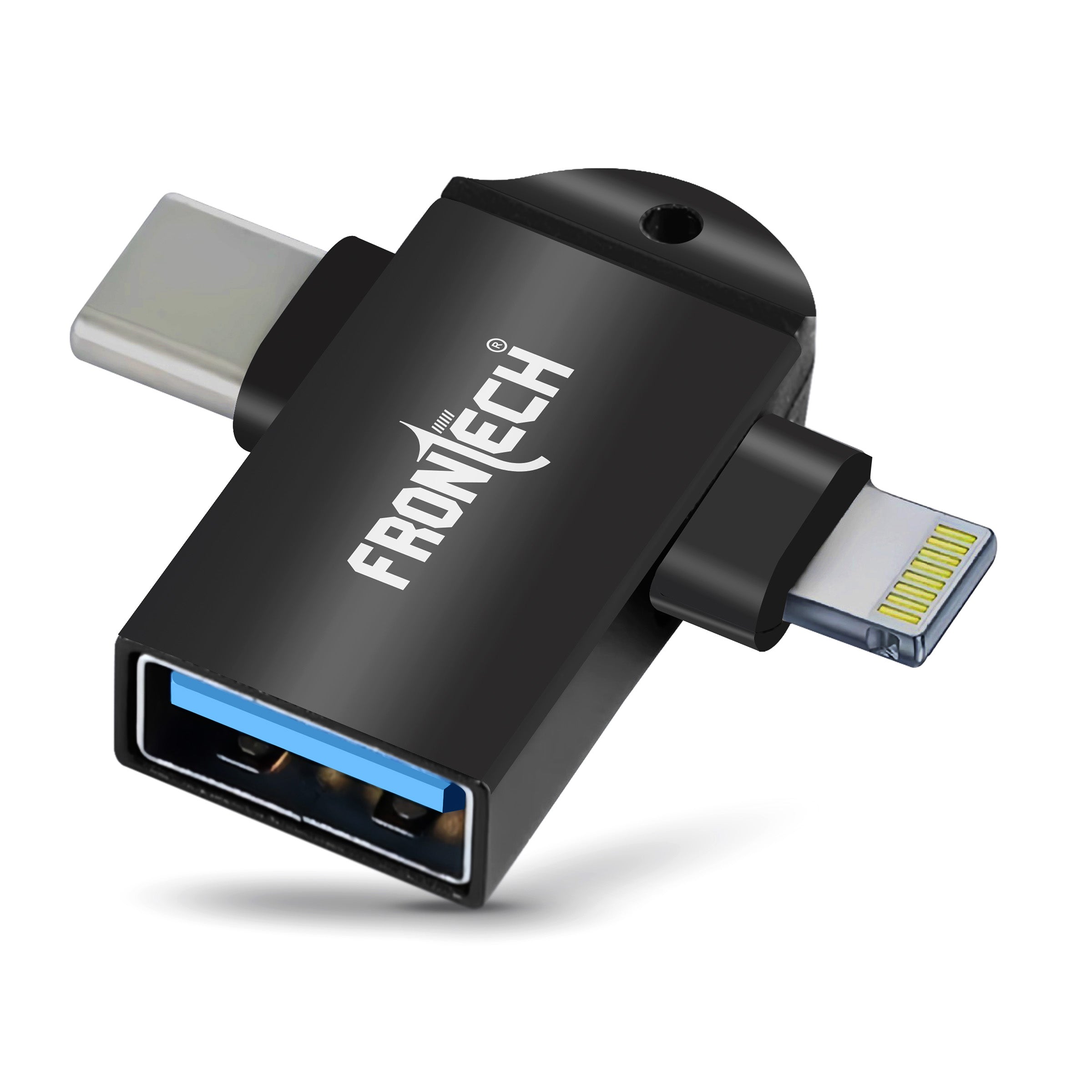 Frontech Dual Interface OTG Converter – USB to Type-C & 8-Pin Converter for Android & iOS (NC-0046).