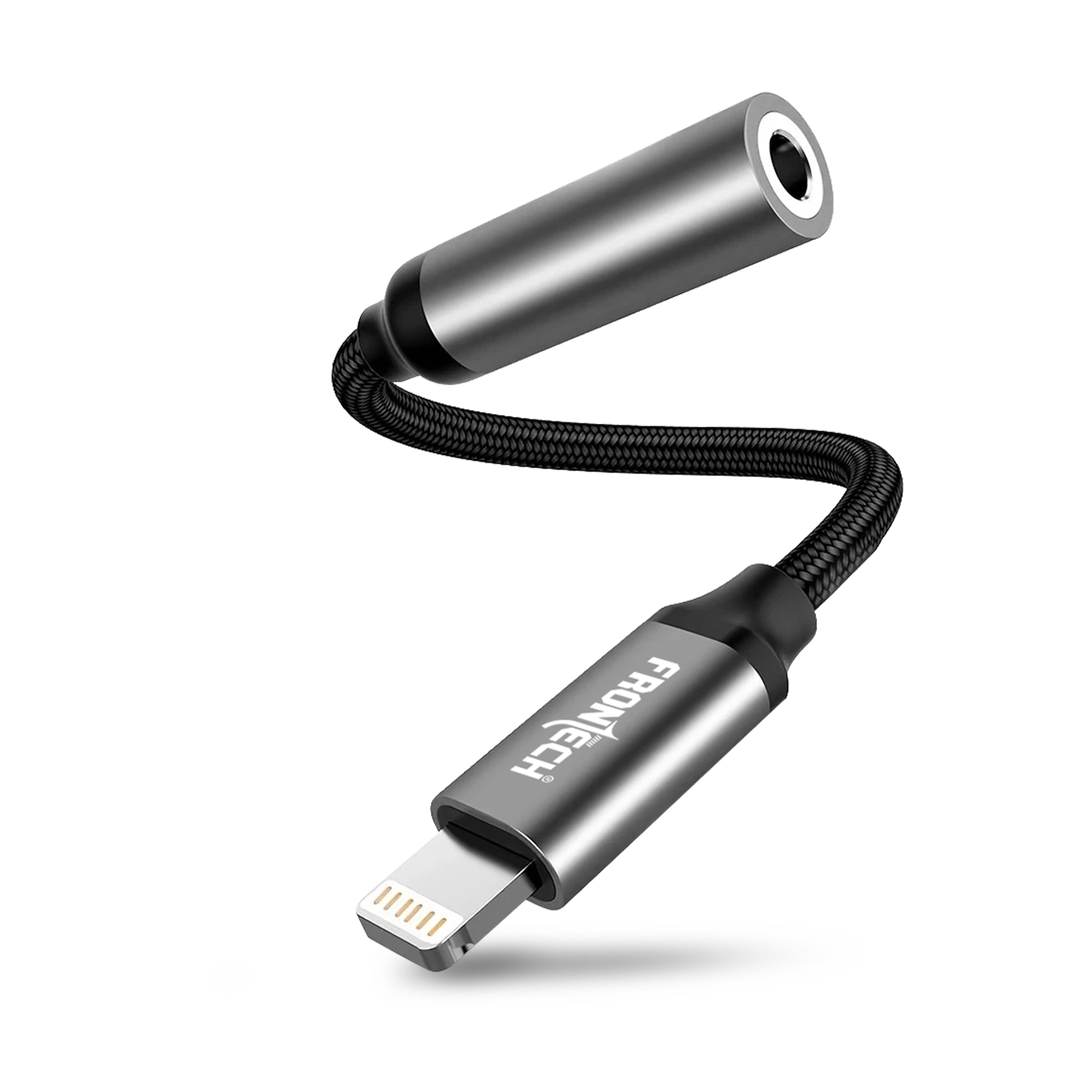 Frontech 8 Pin to 3.5mm Audio Converter – Compact Nylon Braided Adapter, Aluminum Alloy, Plug & Play, Supports Headphones, Mic & Music Playback for Smartphones/Laptops/Tablets/PC