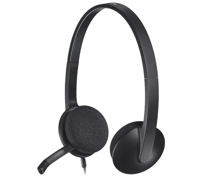 Logitech H340 USB Wired Headset with Noise-Cancelling Microphone (Black)