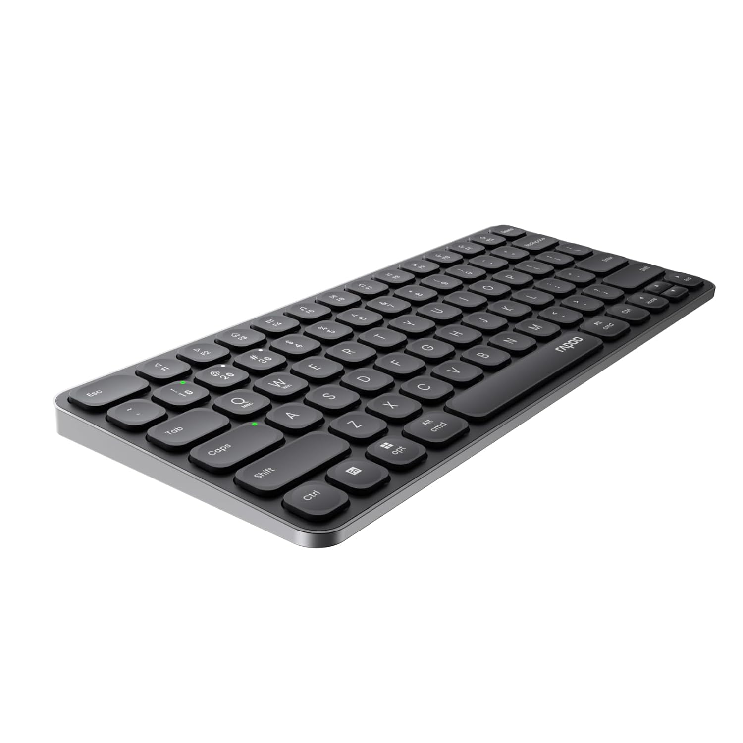RAPOO E9050L Bluetooth Wireless Multi-Device Keyboard(4 Devices), Rechargeable, Led Indicators, Ultra-Thin, Ergonomic, Compatible with Windows, iOS, Android, Tab, Smartphones -Grey