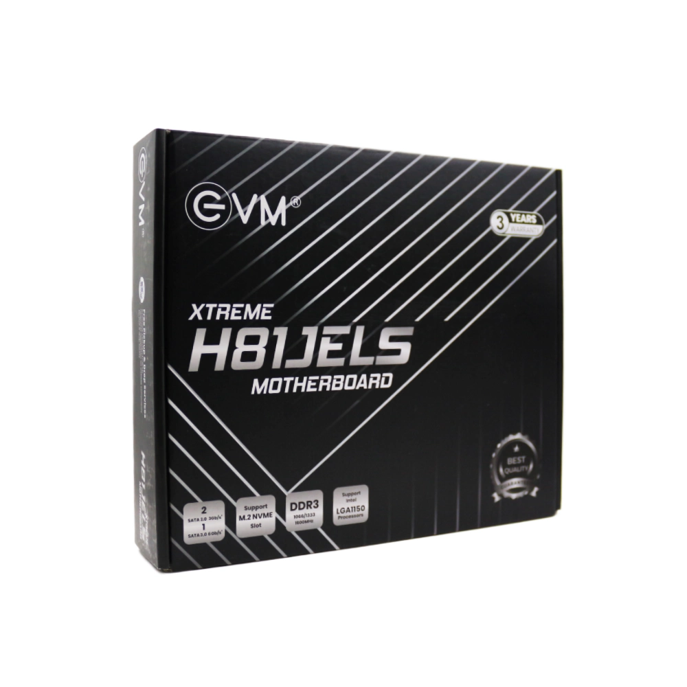 EVM H81 Micro-ATX Motherboard | LGA 1155 Socket | Supports Intel 2nd & 3rd Gen Processors | NVMe M.2 Slot | DDR3 1333/1066MHz | PCIe x16 | SATA LAN Audio | 3 Year Warranty (EVMH81J