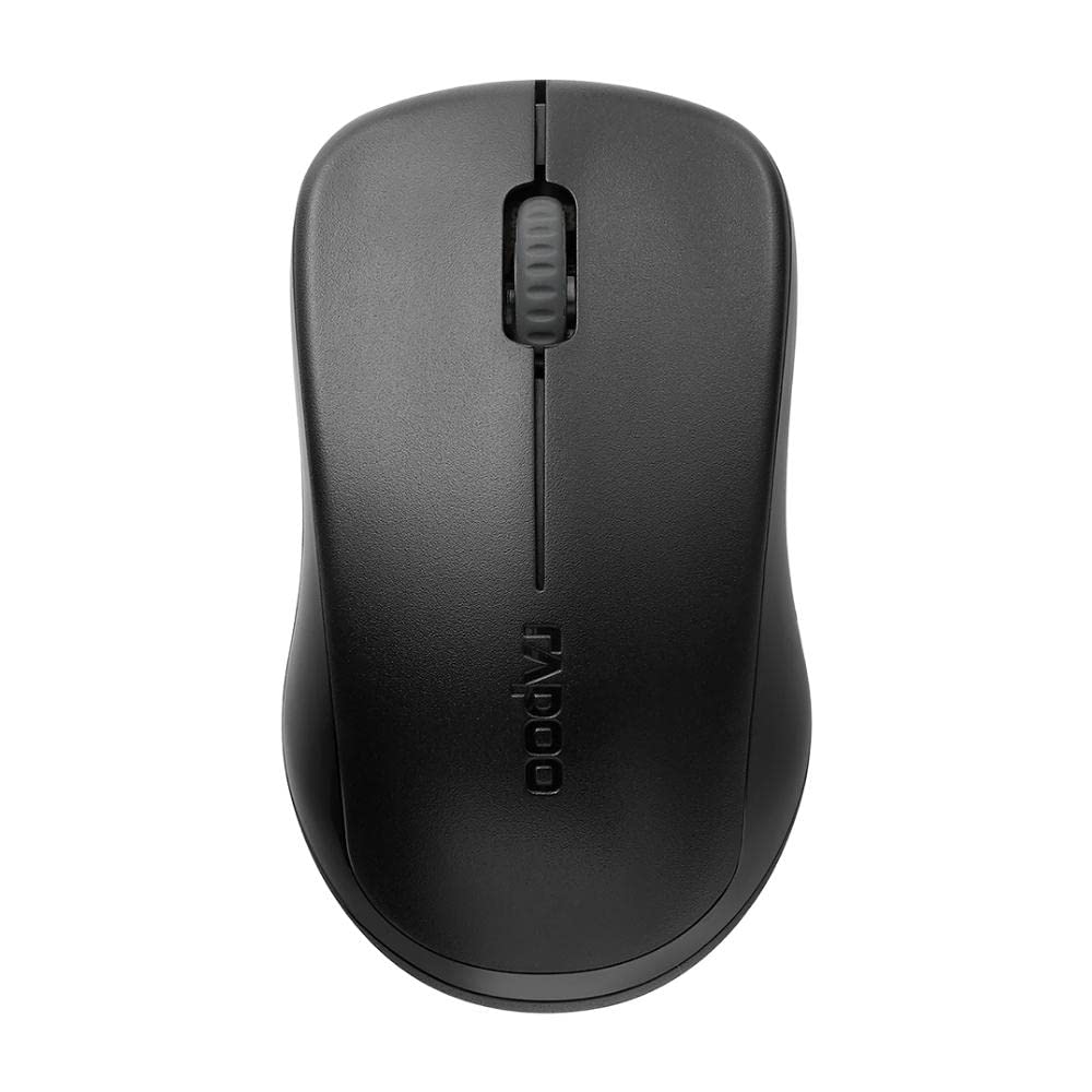 RAPOO 1620 Wireless Mosuse, 2.4 GHz with USB Nano Receiver, Optical Tracking, Ambidextrous, PC/Mac/Laptop - Black