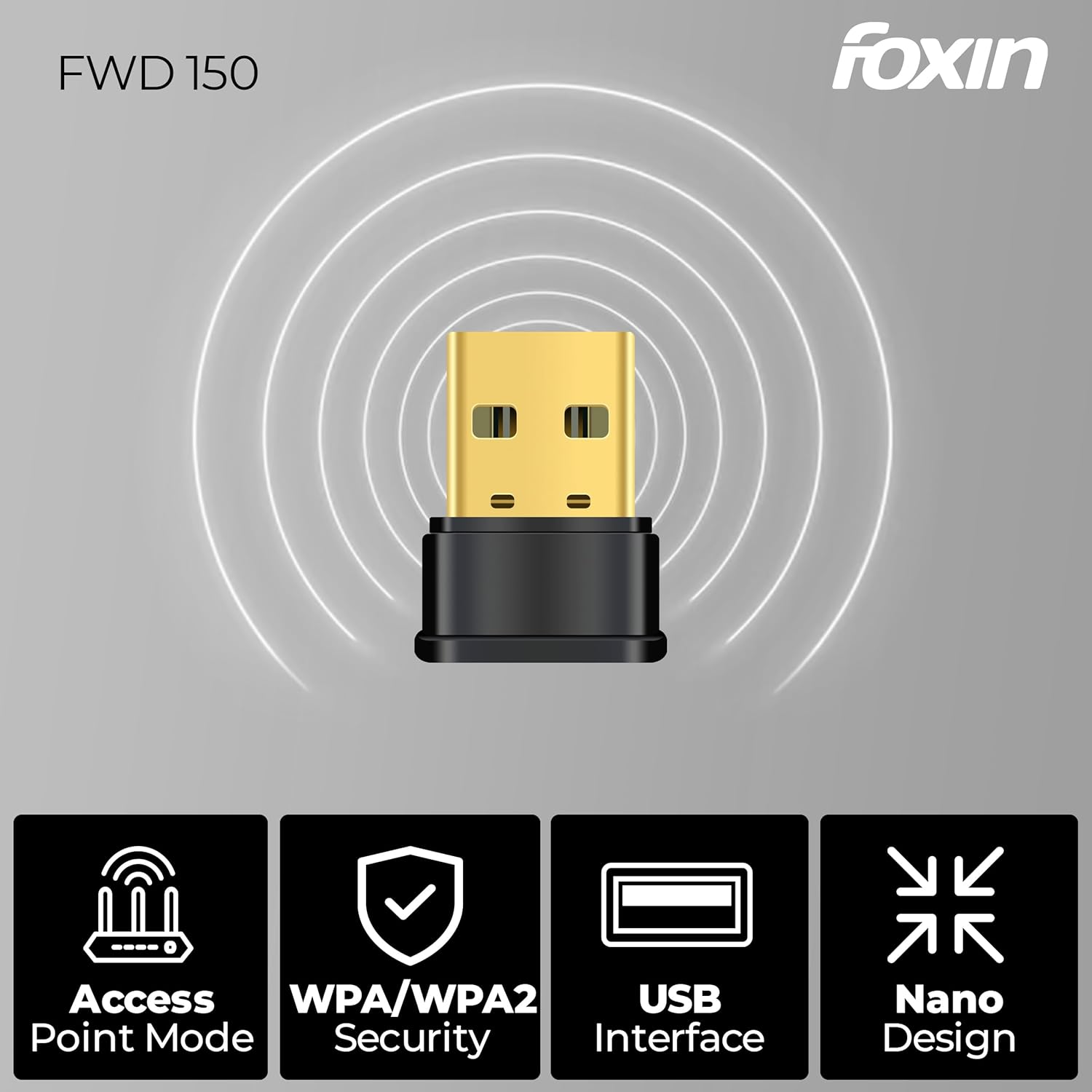 Foxin Nano 150 mbps Wireless USB Wi-Fi Adapter for PC, Desktop, Laptop | Mini WiFi Dongle Compatible with Windows, Mac Os & Linux Kernel | Advanced Security WPA/WPA2 encryption Sta