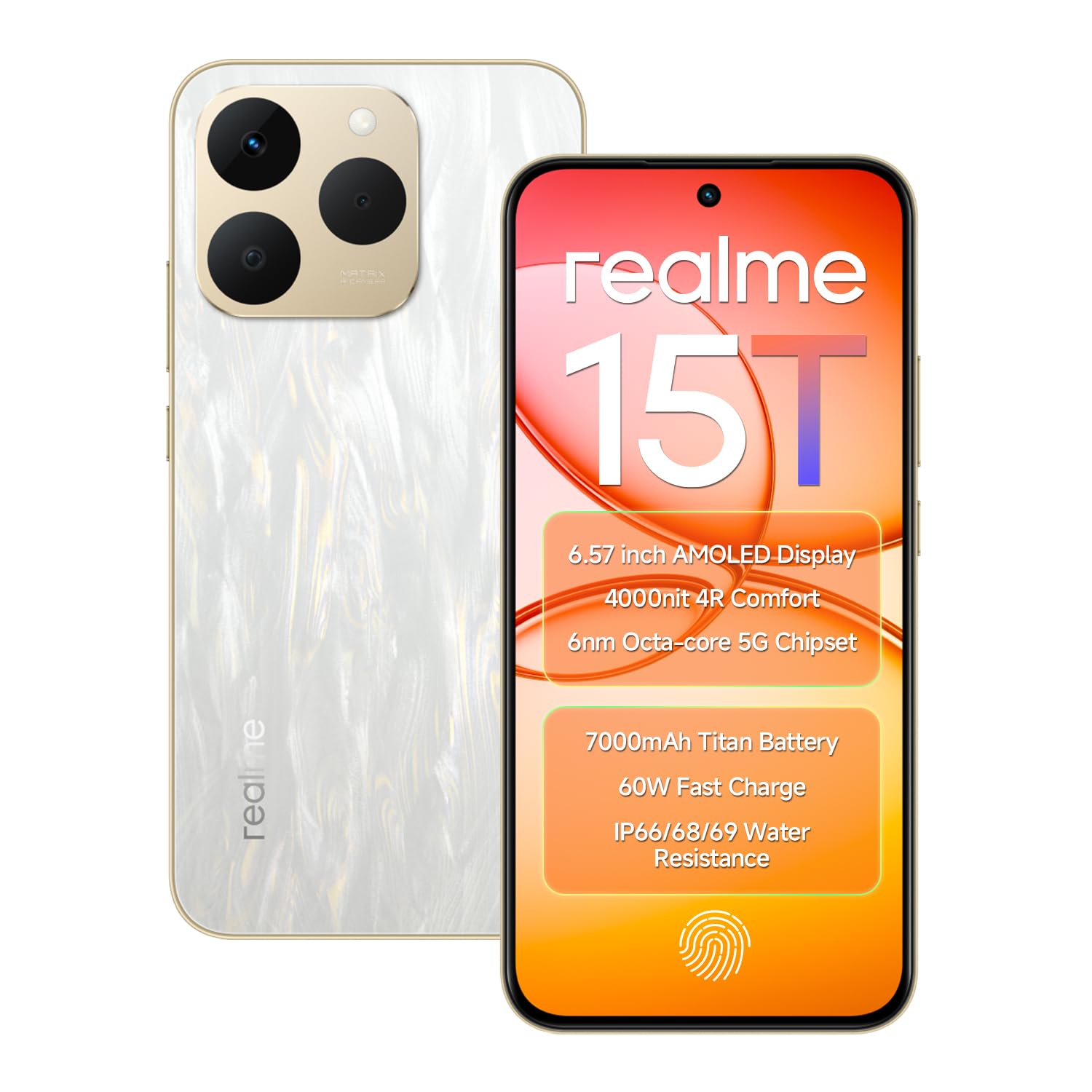 realme 15T 5G Smartphone 7000mAh Battery 6.57 inch 120Hz AMOLED Display 128GB ROM 8GB RAM
