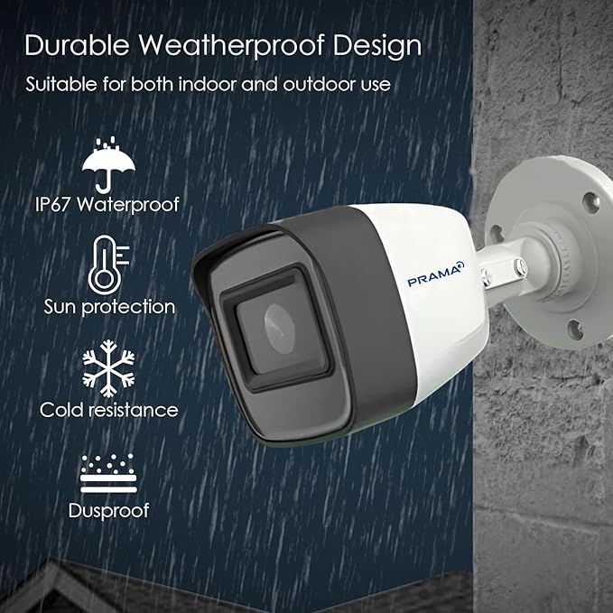 PRAMA PT-NC140D3-N(D2) 4MP Fixed Bullet Network Camera with Advanced IR, IP67, and AI Human/Vehicle Detection | Included PVC Stickers
